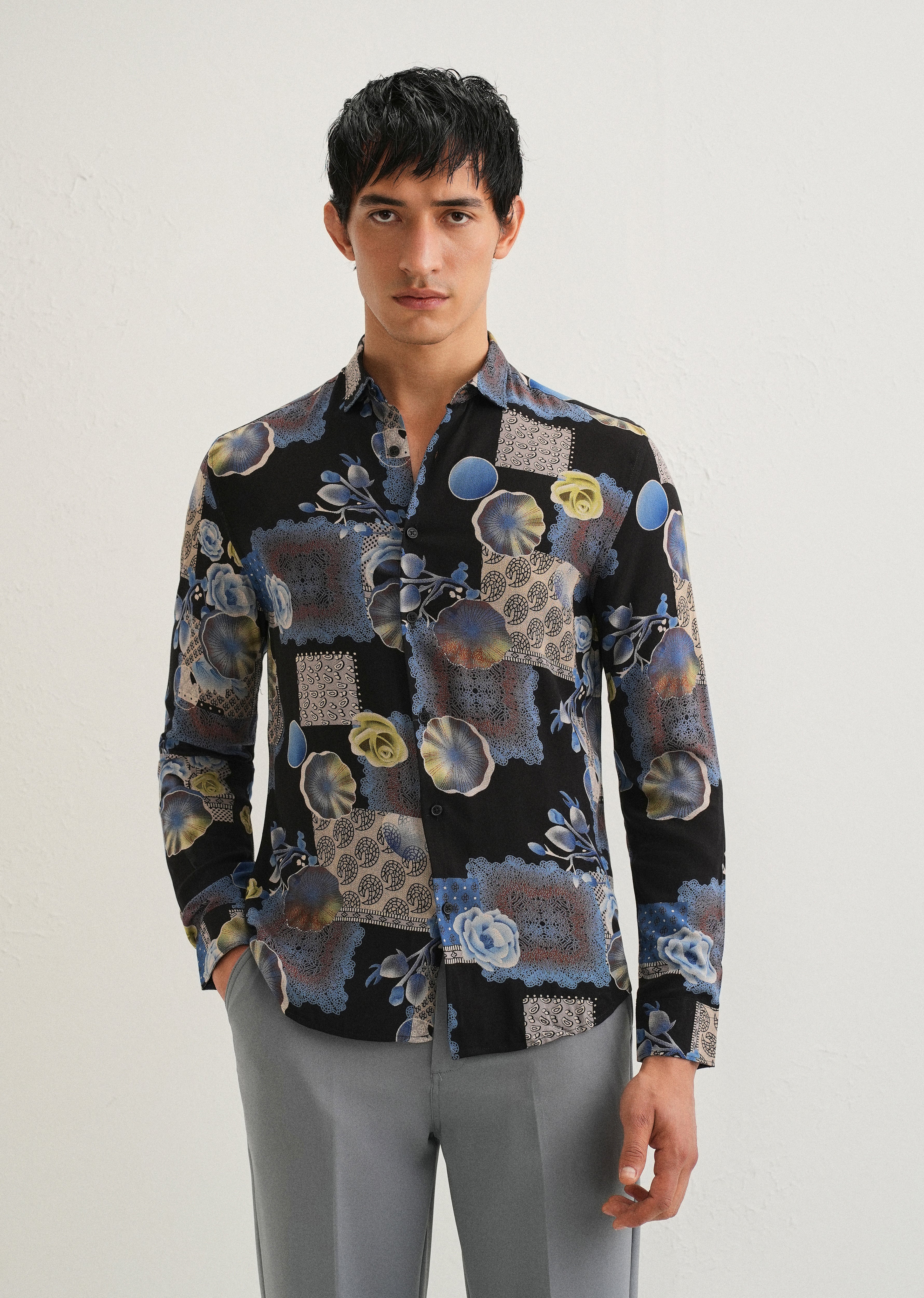Dark Blue Feather Shirt