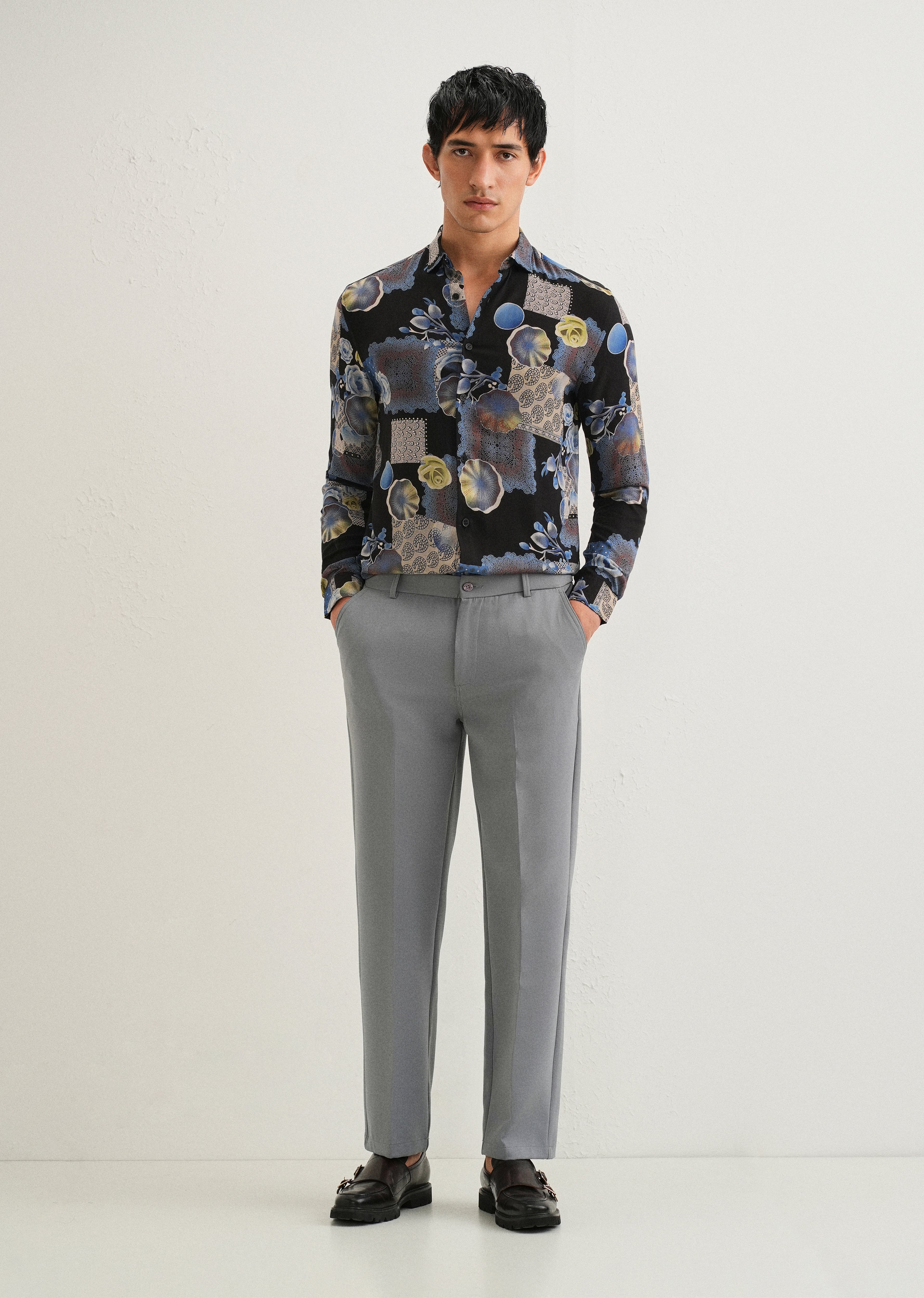 Dark Blue Feather Shirt