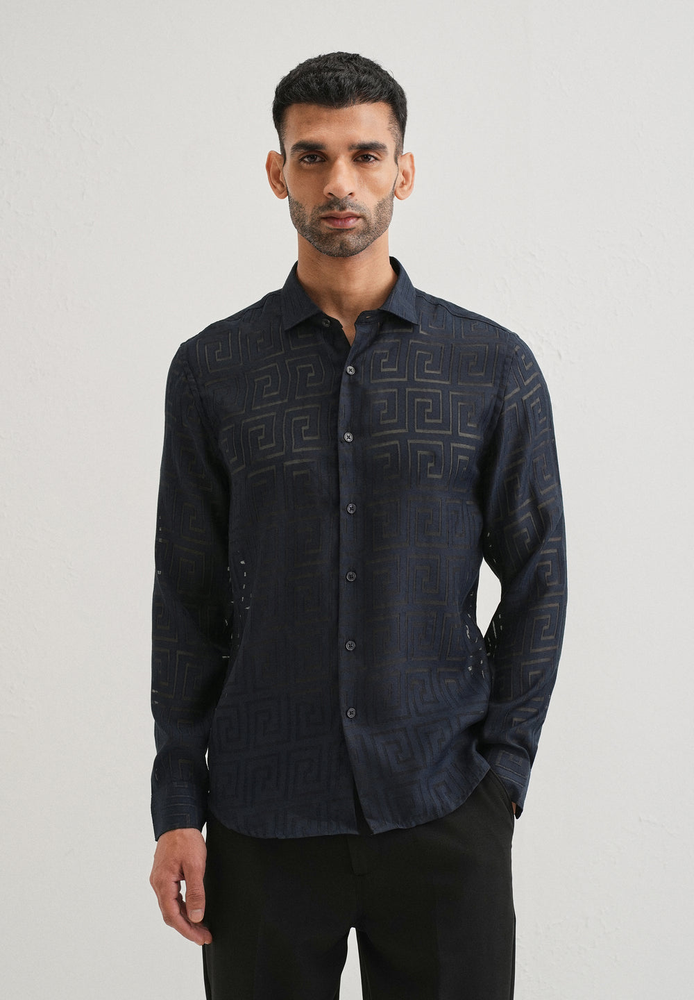 Dark Blue Laser Cut Shirt