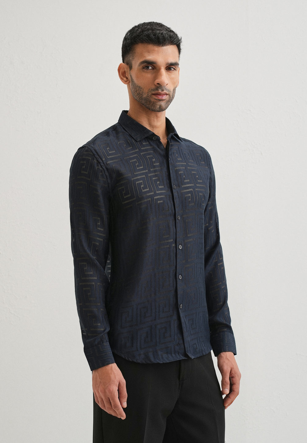 Dark Blue Laser Cut Shirt