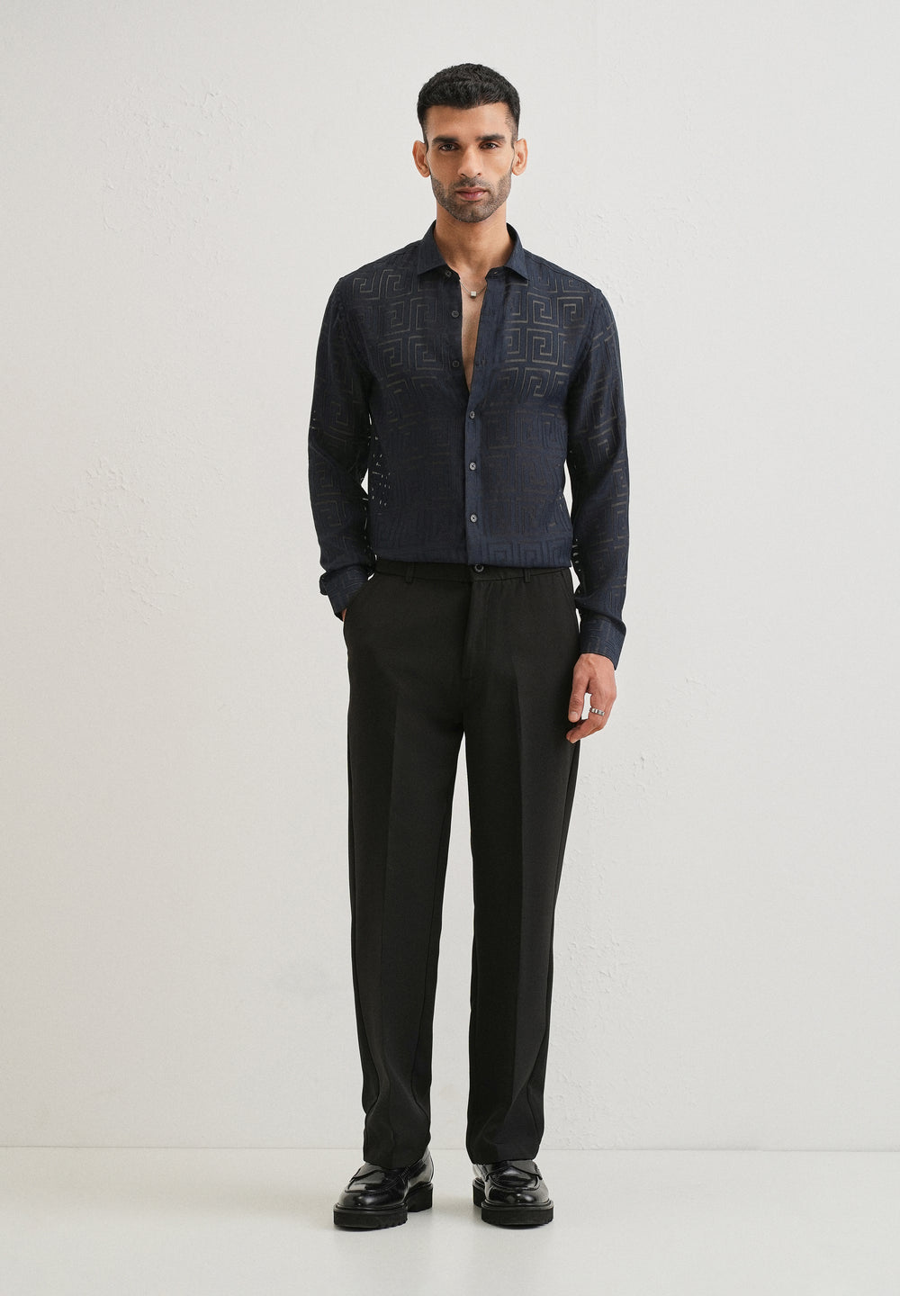 Dark Blue Laser Cut Shirt