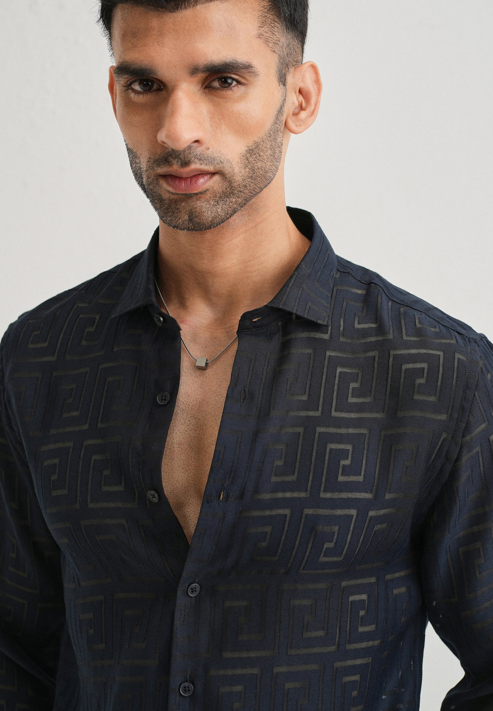 Dark Blue Laser Cut Shirt