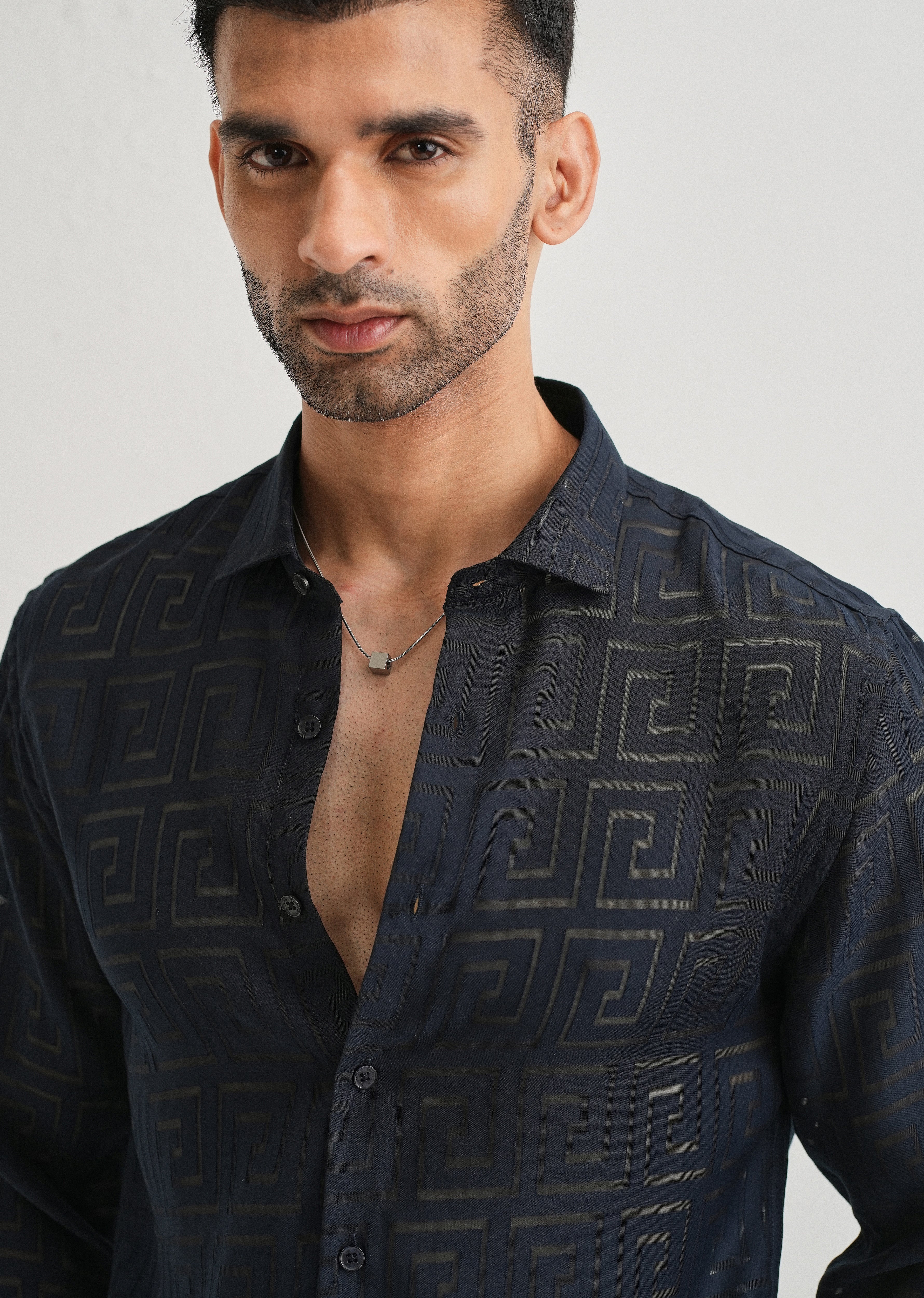 Dark Blue Laser Cut Shirt