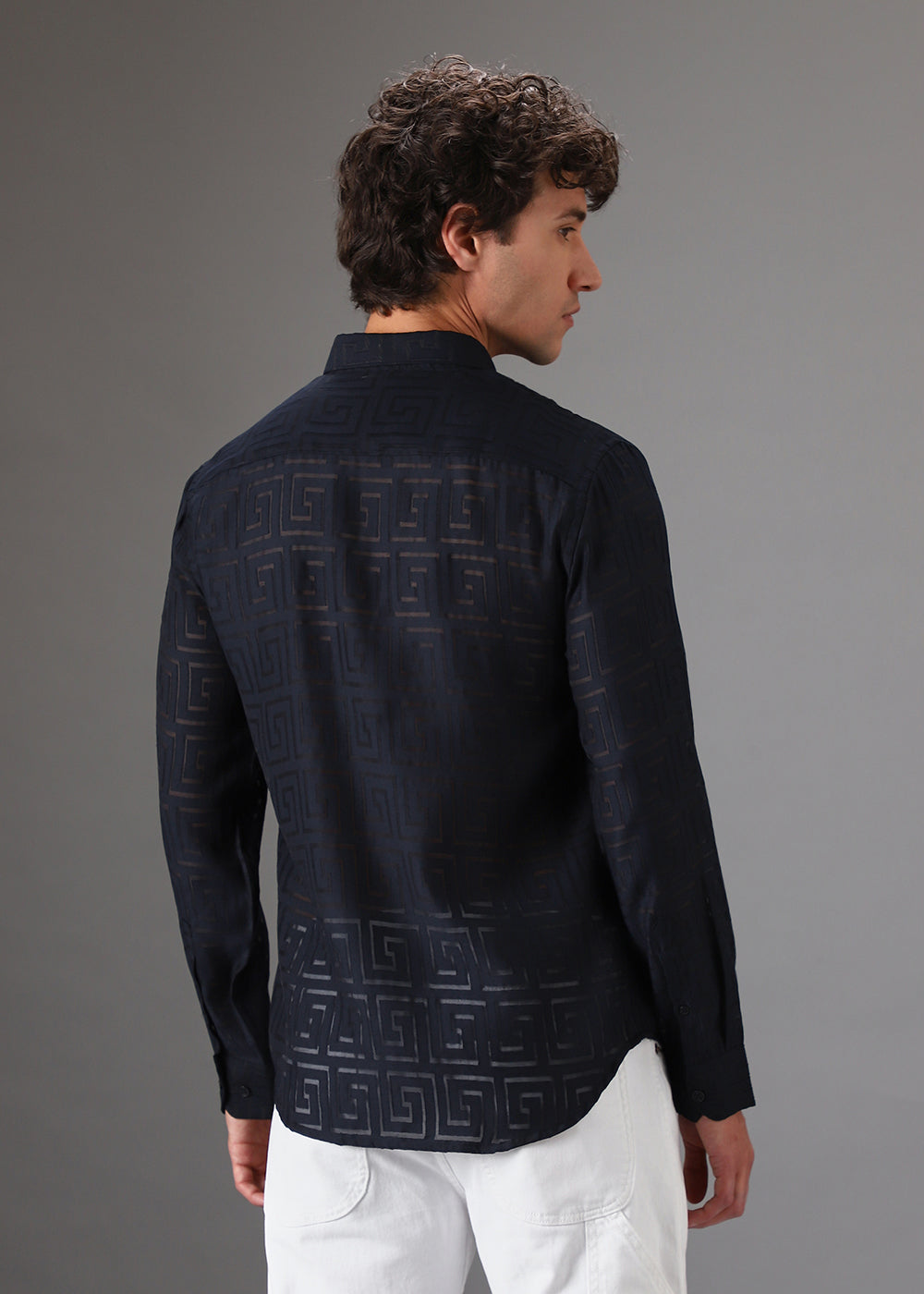 Dark Blue Laser Cut Shirt