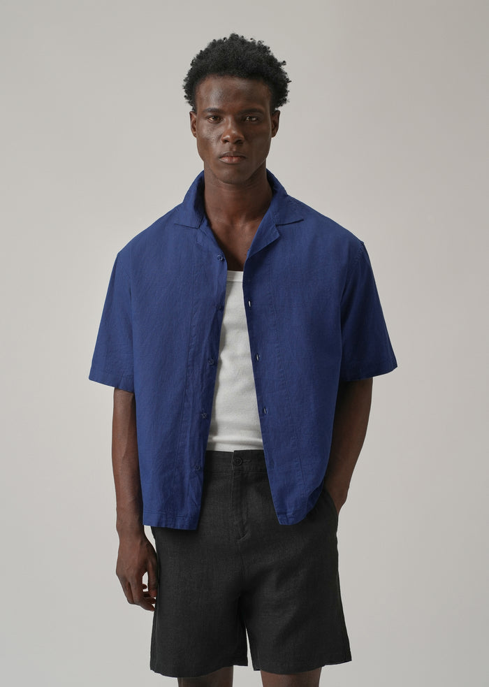Light Blue Shirt In Linen And Cotton
