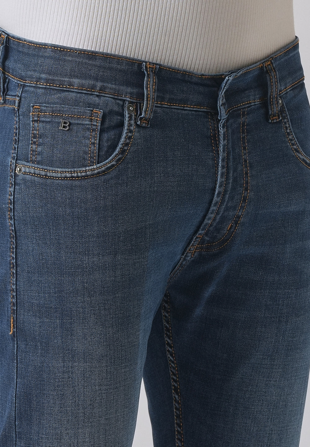 Dark Blue Low Fade Slim Fit Jeans