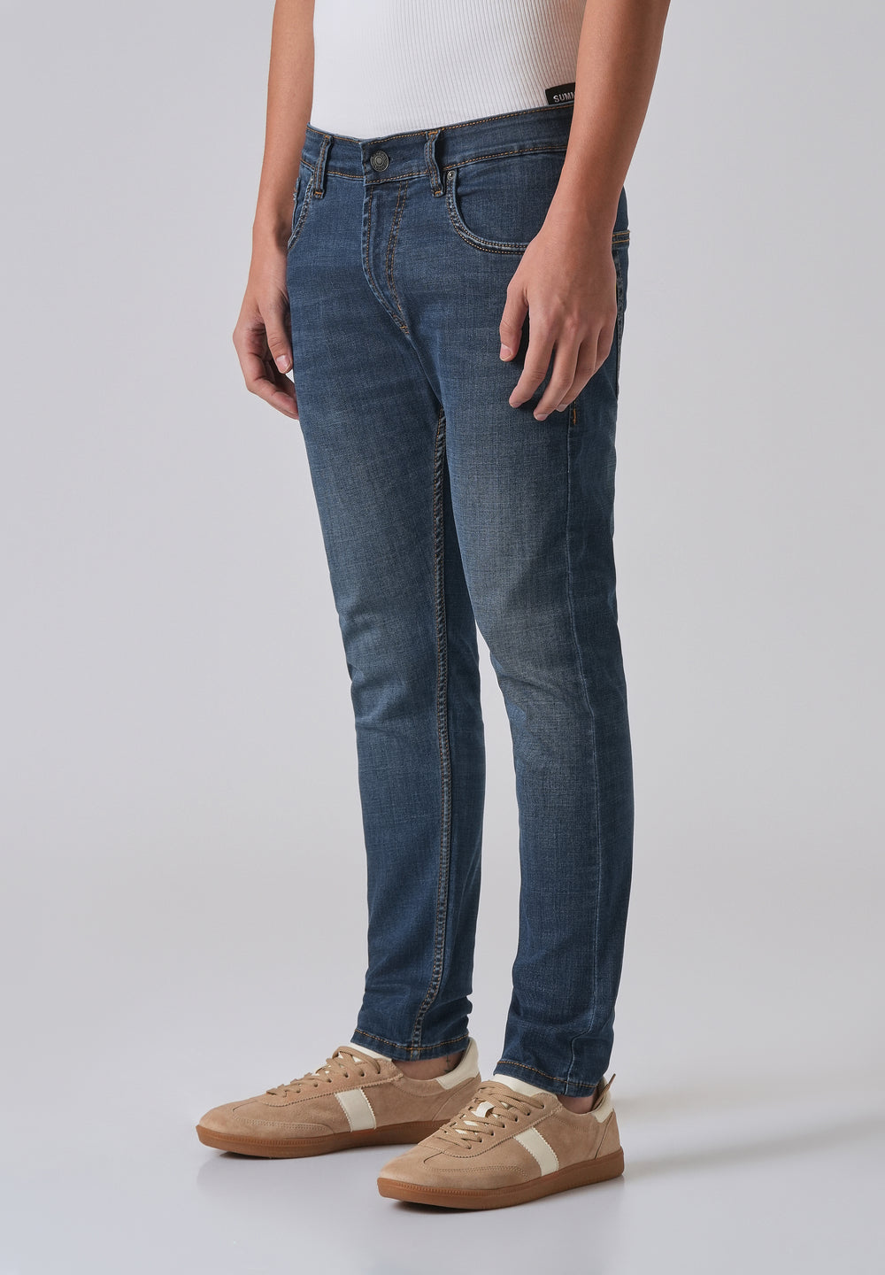 Dark Blue Low Fade Slim Fit Jeans