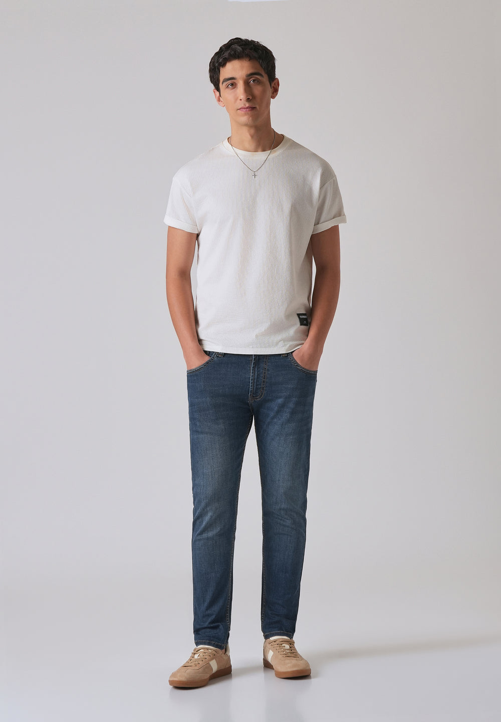 Dark Blue Low Fade Slim Fit Jeans