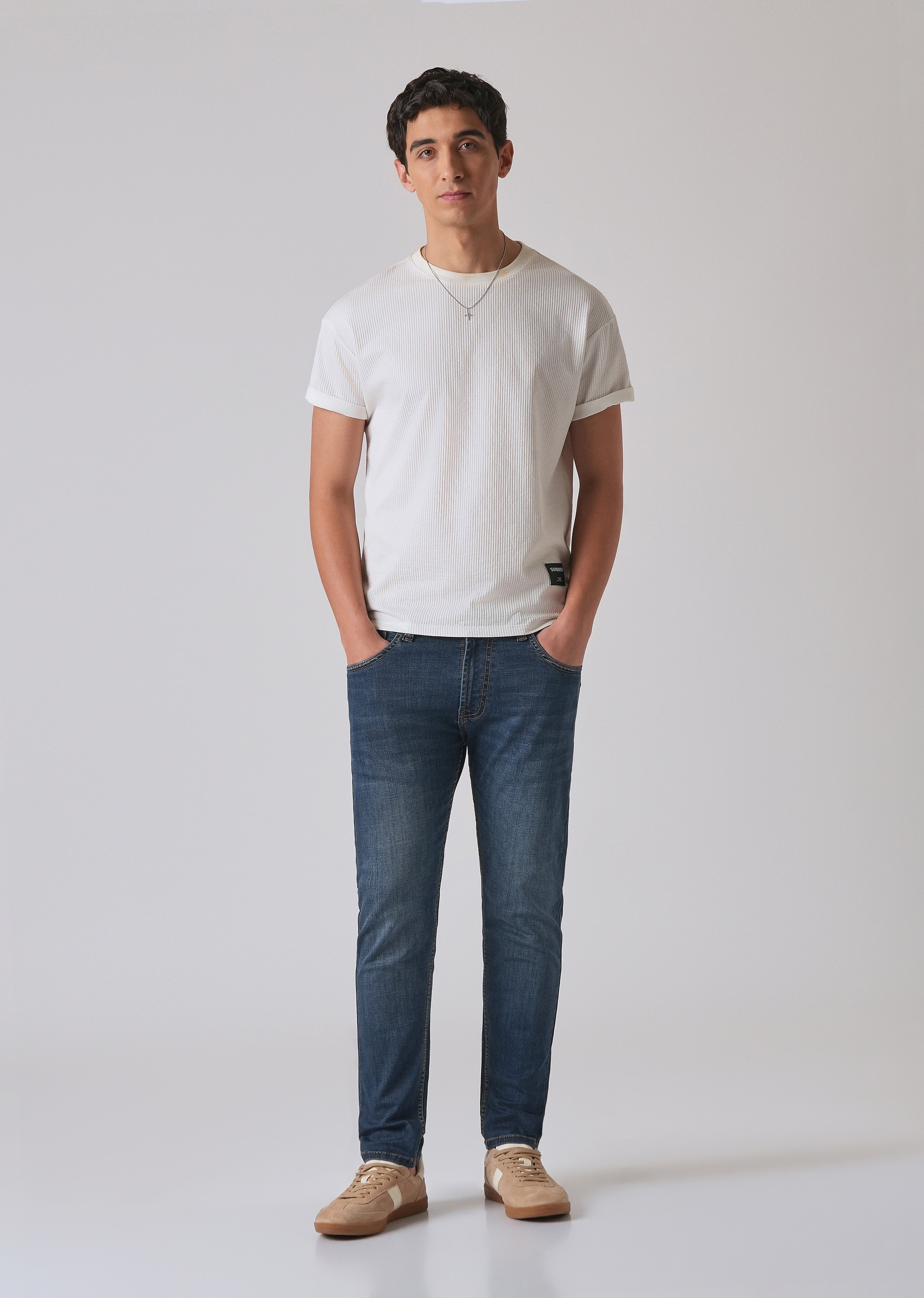 Dark Blue Low Fade Slim Fit Jeans