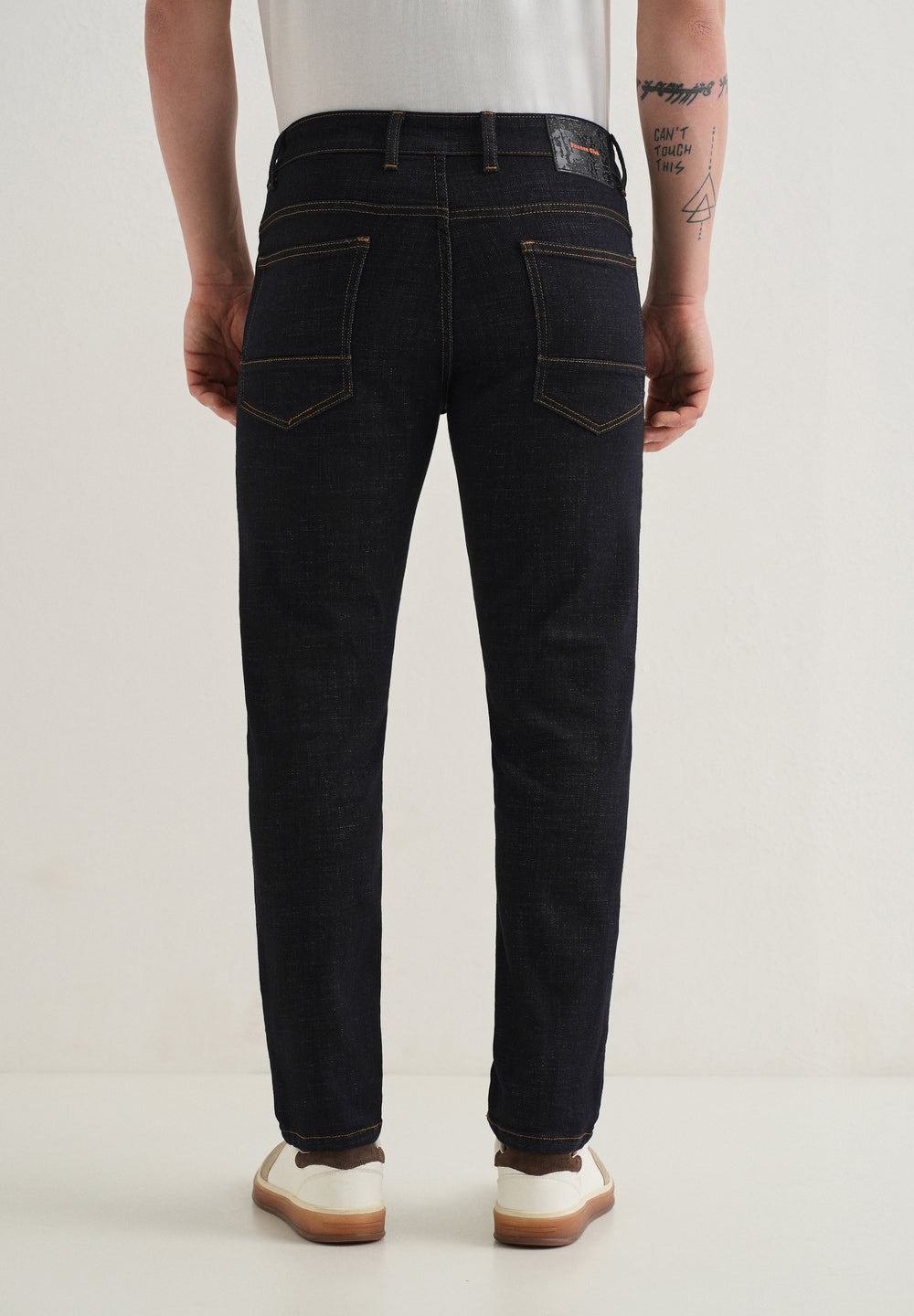 Dark Blue Mid Rise Carrot Fit Jeans