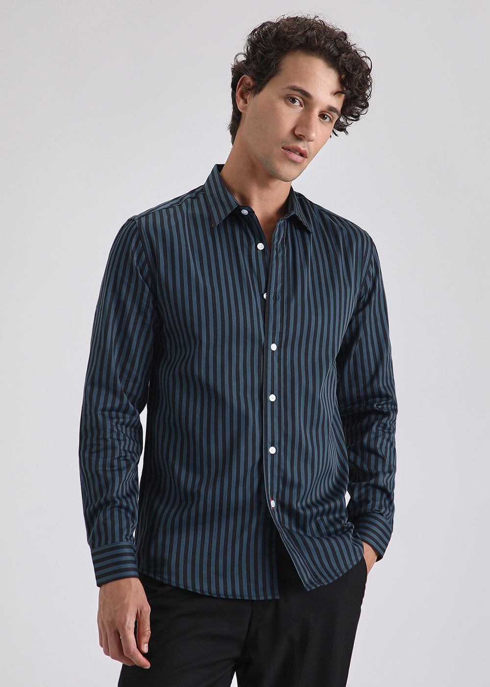 Dark Blue Pin Stripe Shirt