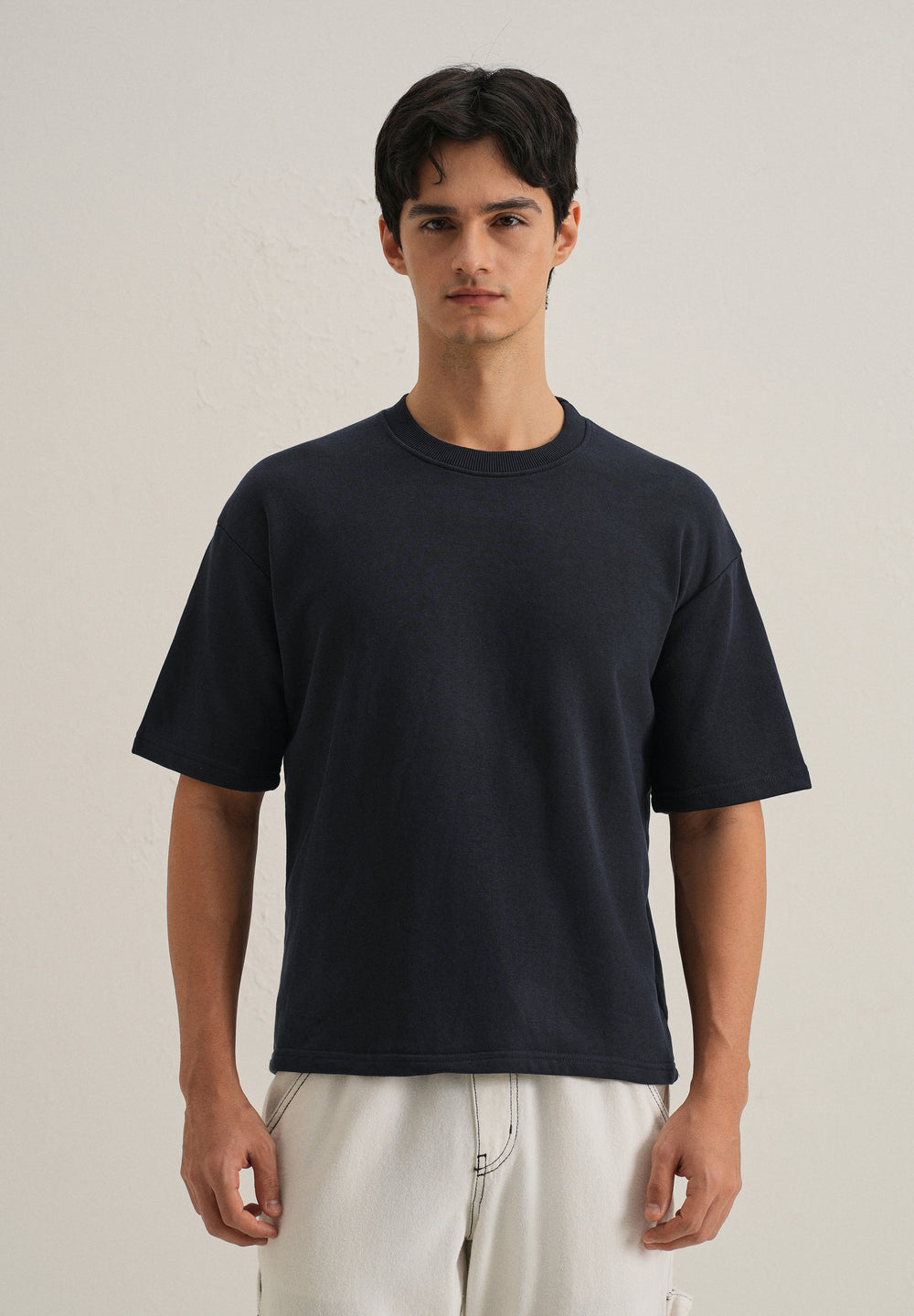 Dark Blue Plain Oversized Basic T-shirt