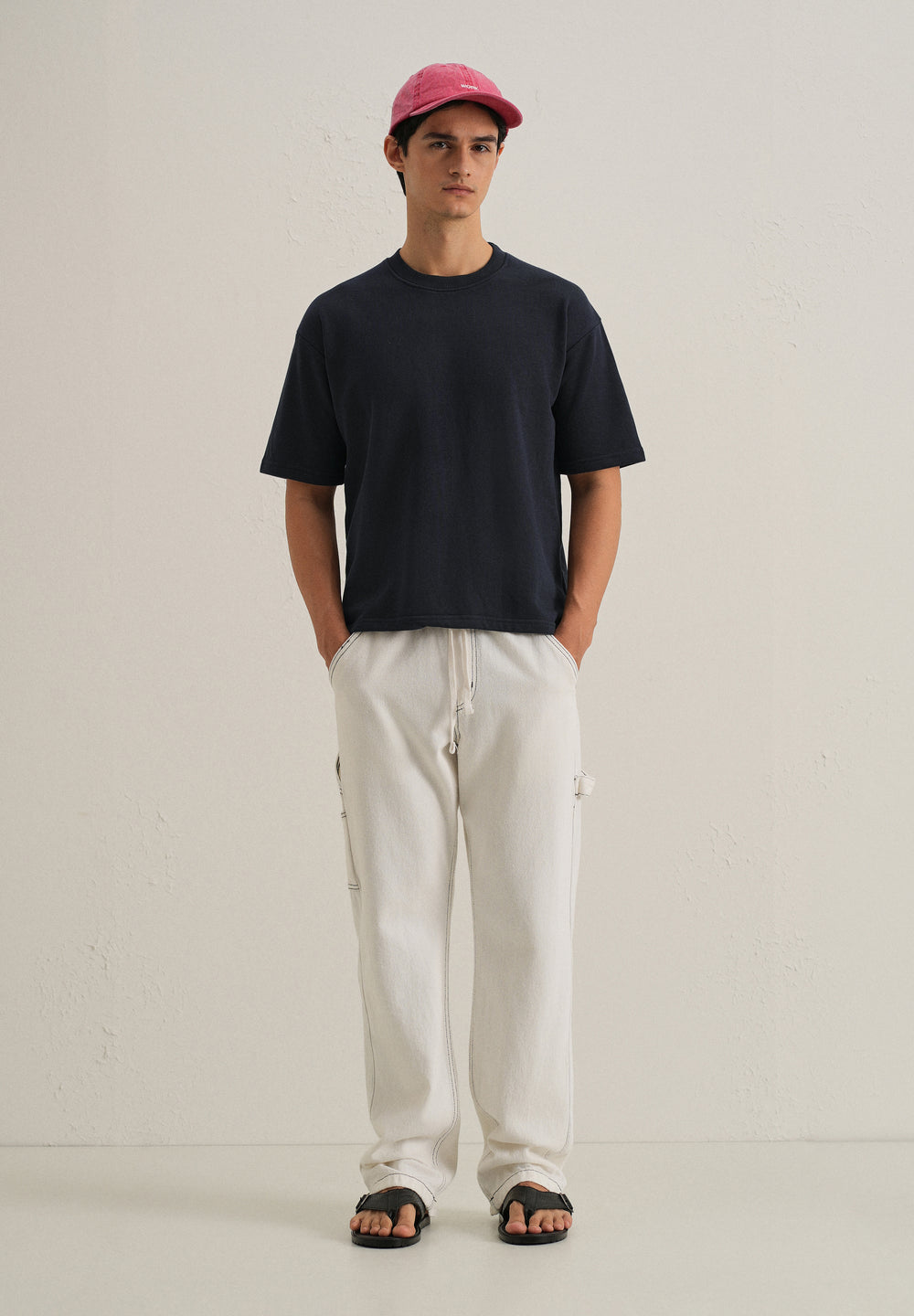 Dark Blue Plain Oversized Basic T-shirt