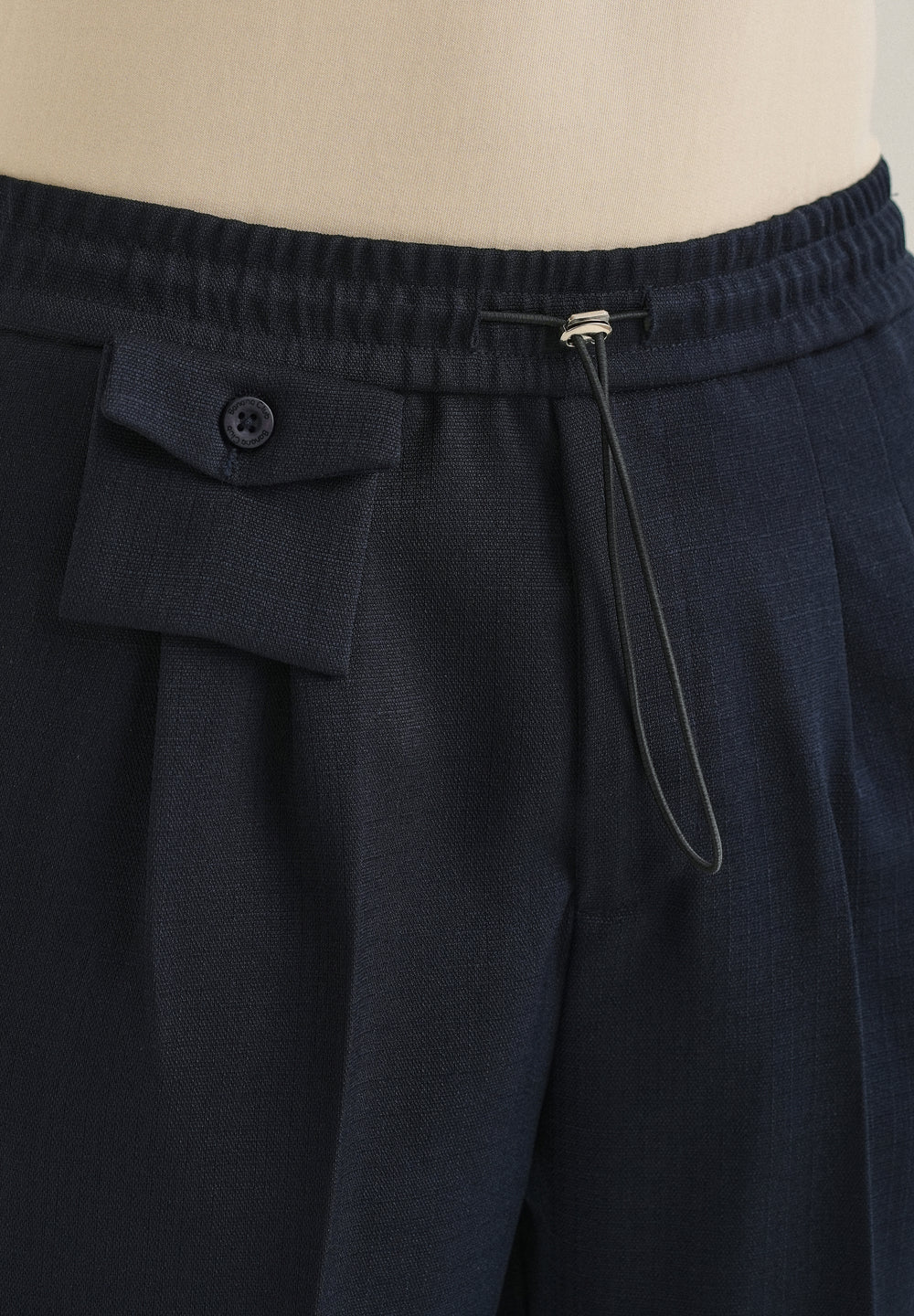 Dark Blue Pleated Korean Pant