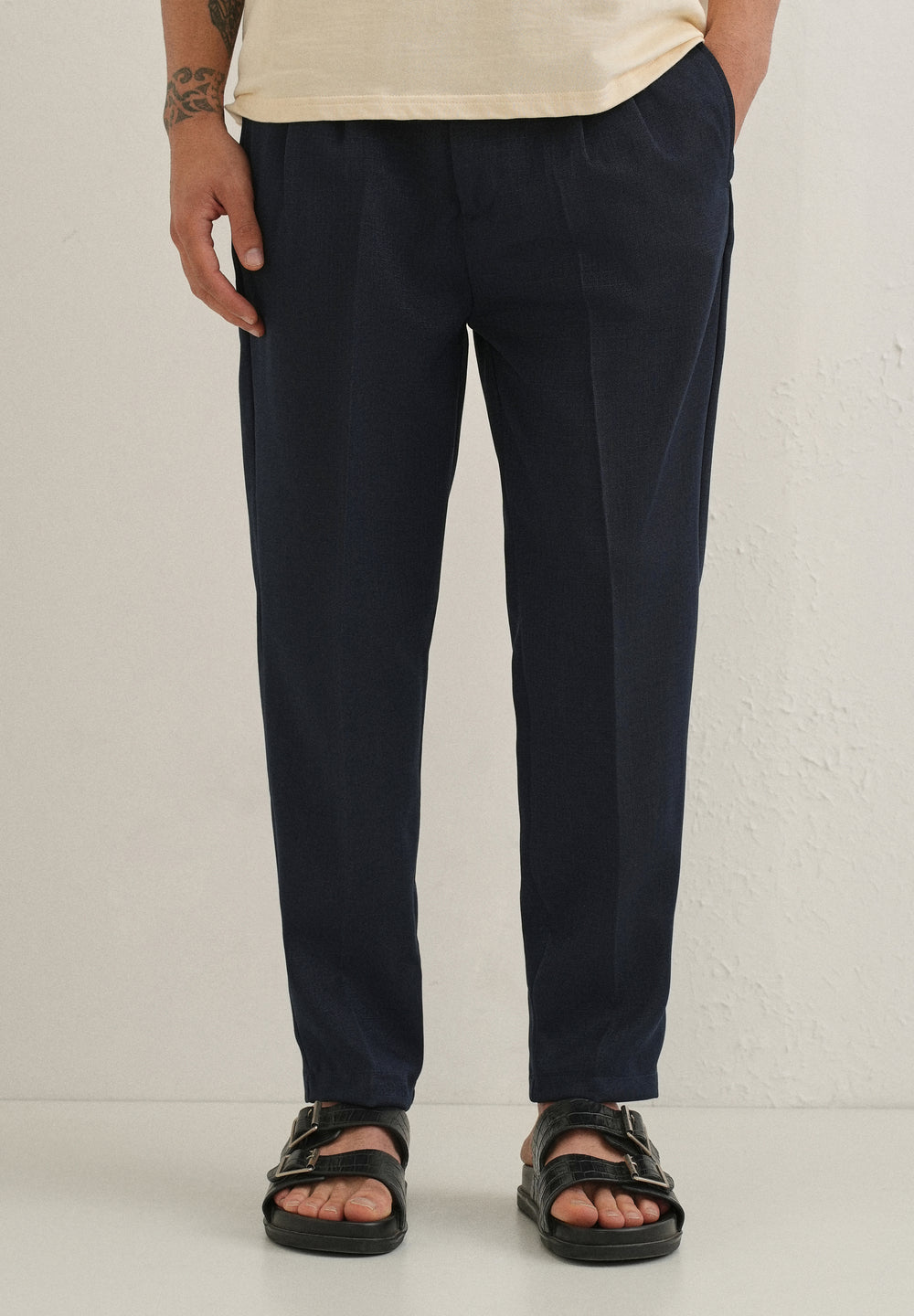 Dark Blue Pleated Korean Pant