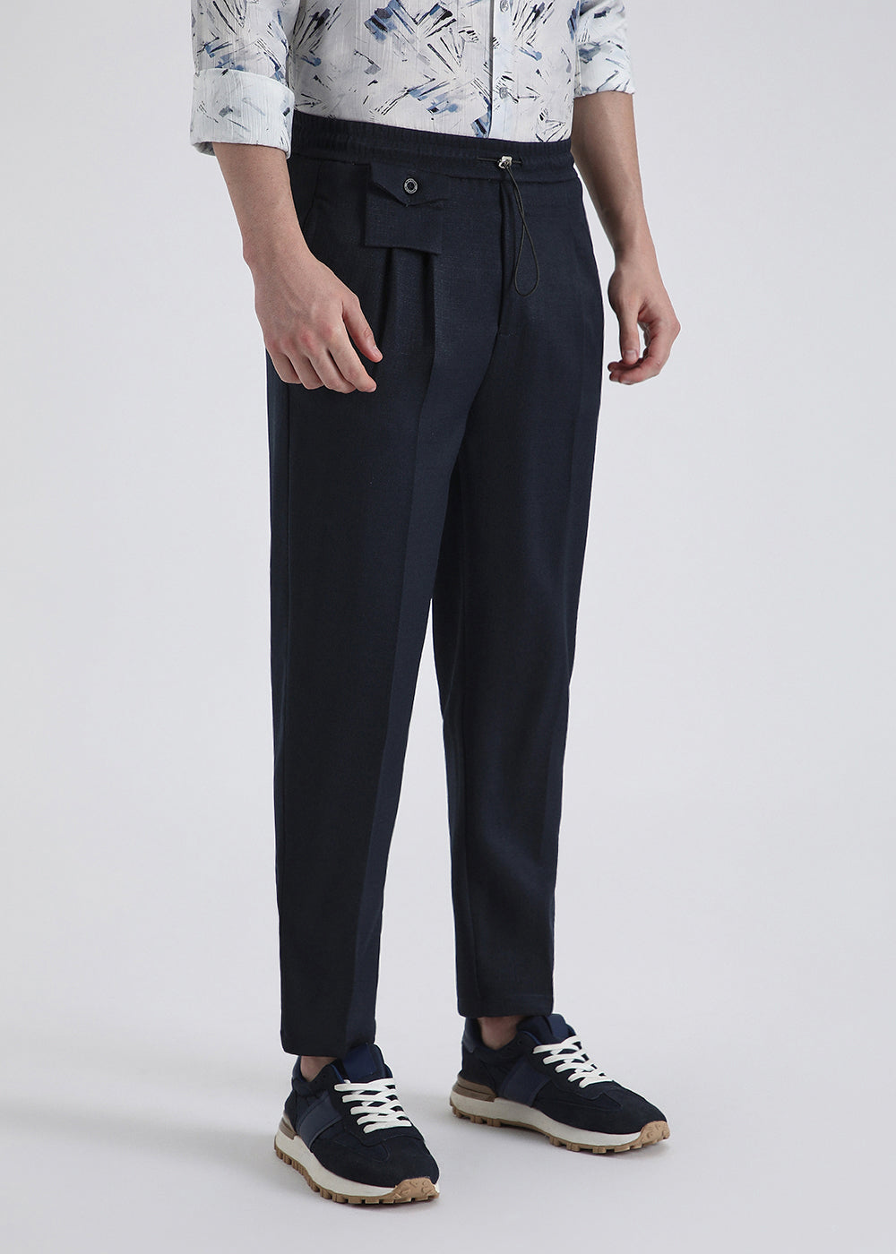 Dark Blue Pleated Korean Pant