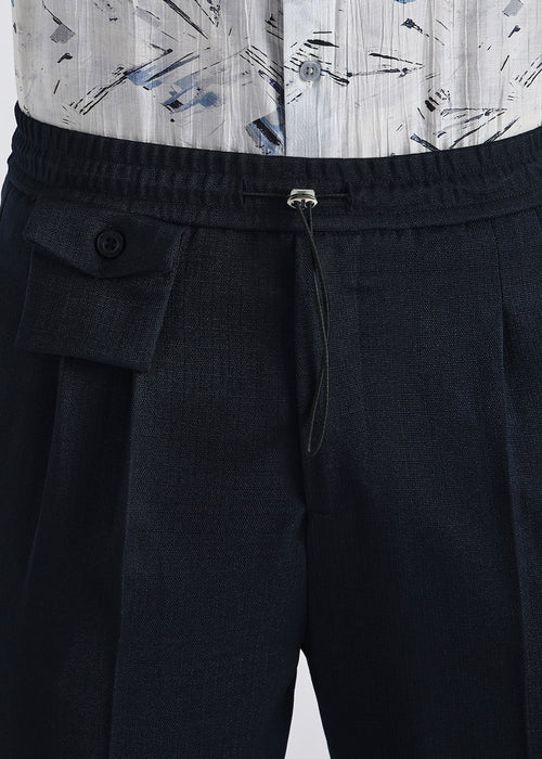 Dark Blue Pleated Korean Pant