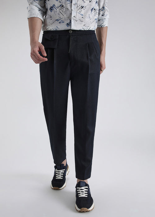 Dark Blue Pleated Korean Pant