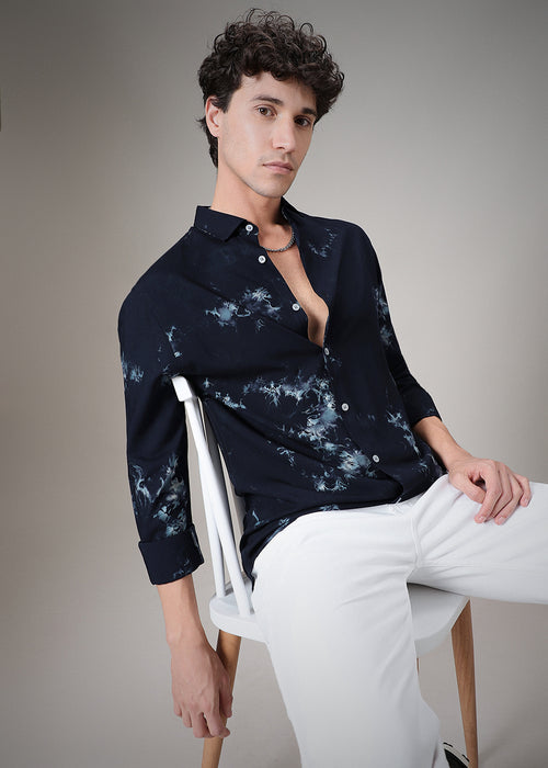 Dark Blue Printed Shirt