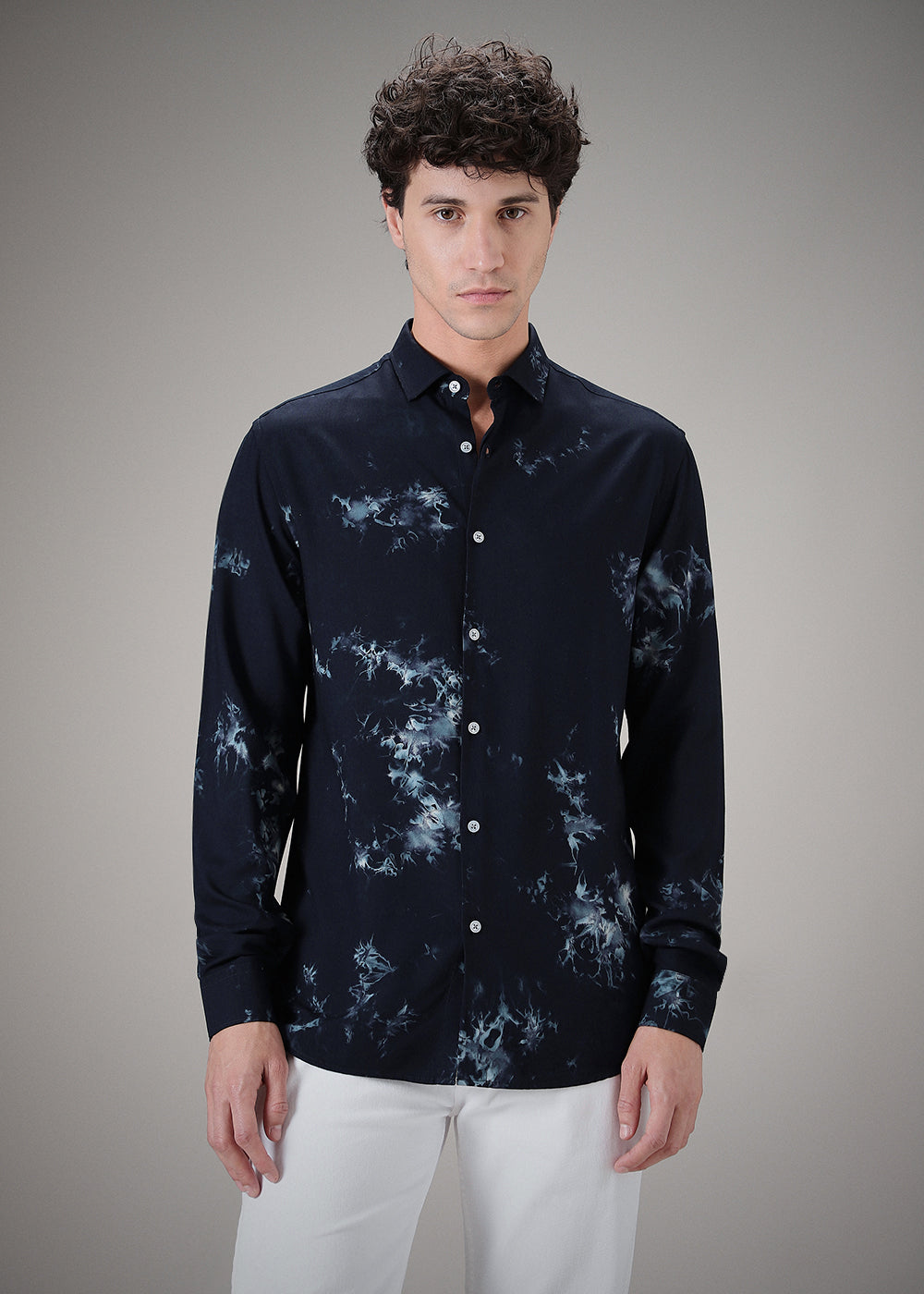 Dark Blue Printed Shirt