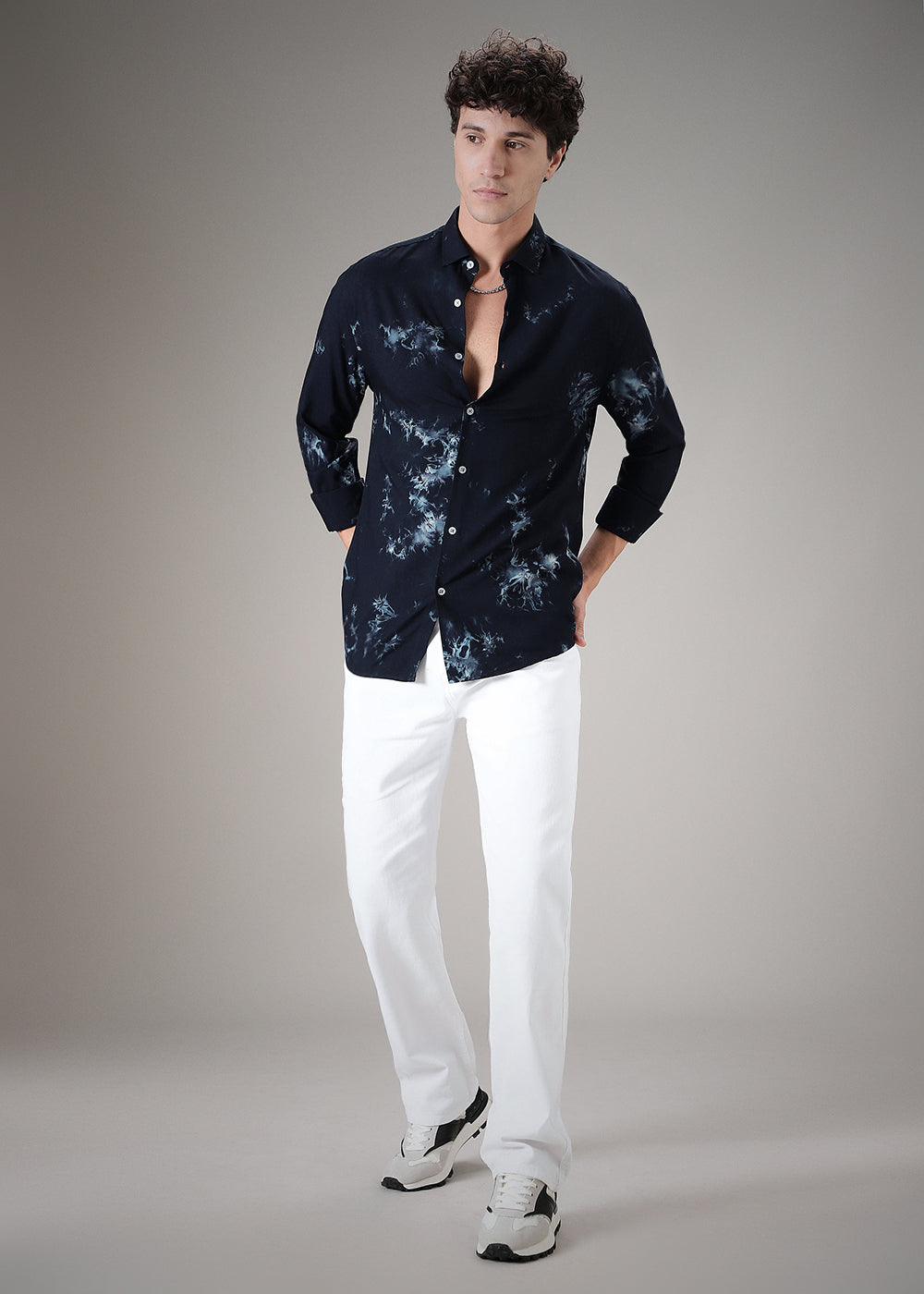 Dark Blue Printed Shirt