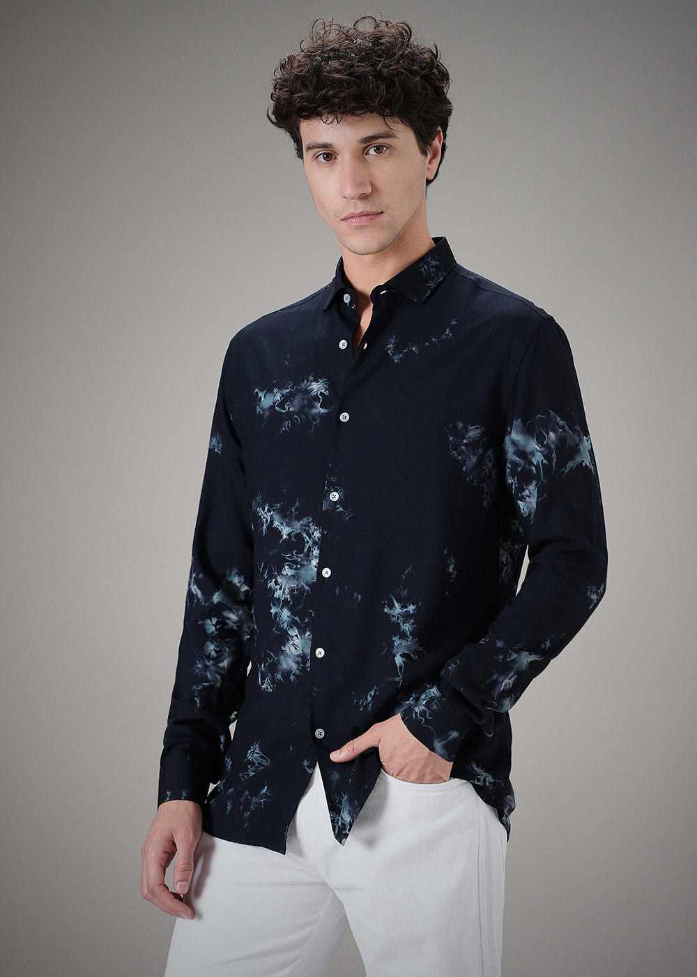 Dark Blue Printed Shirt