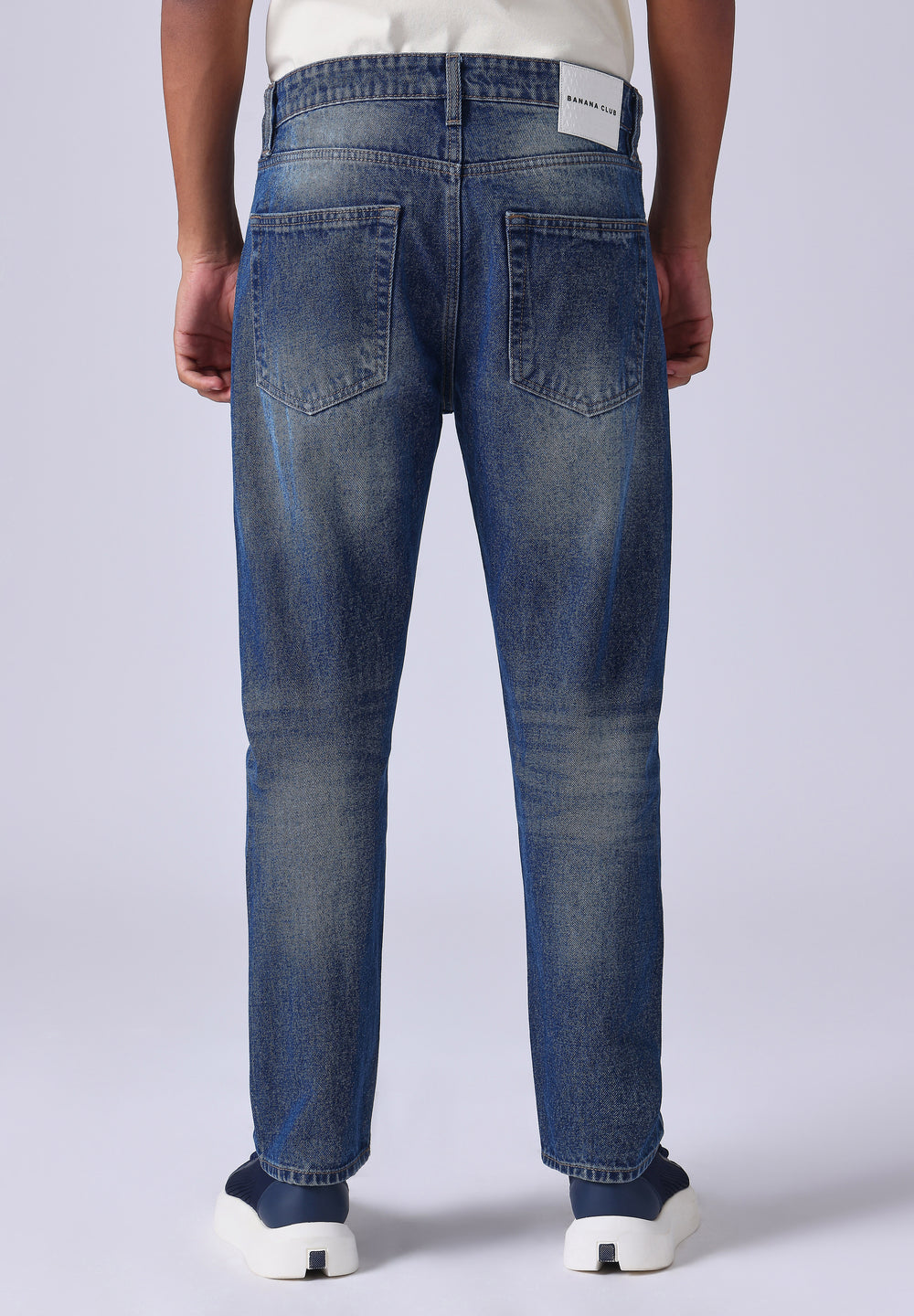 Dark Blue Ripped Carrot Fit Jeans