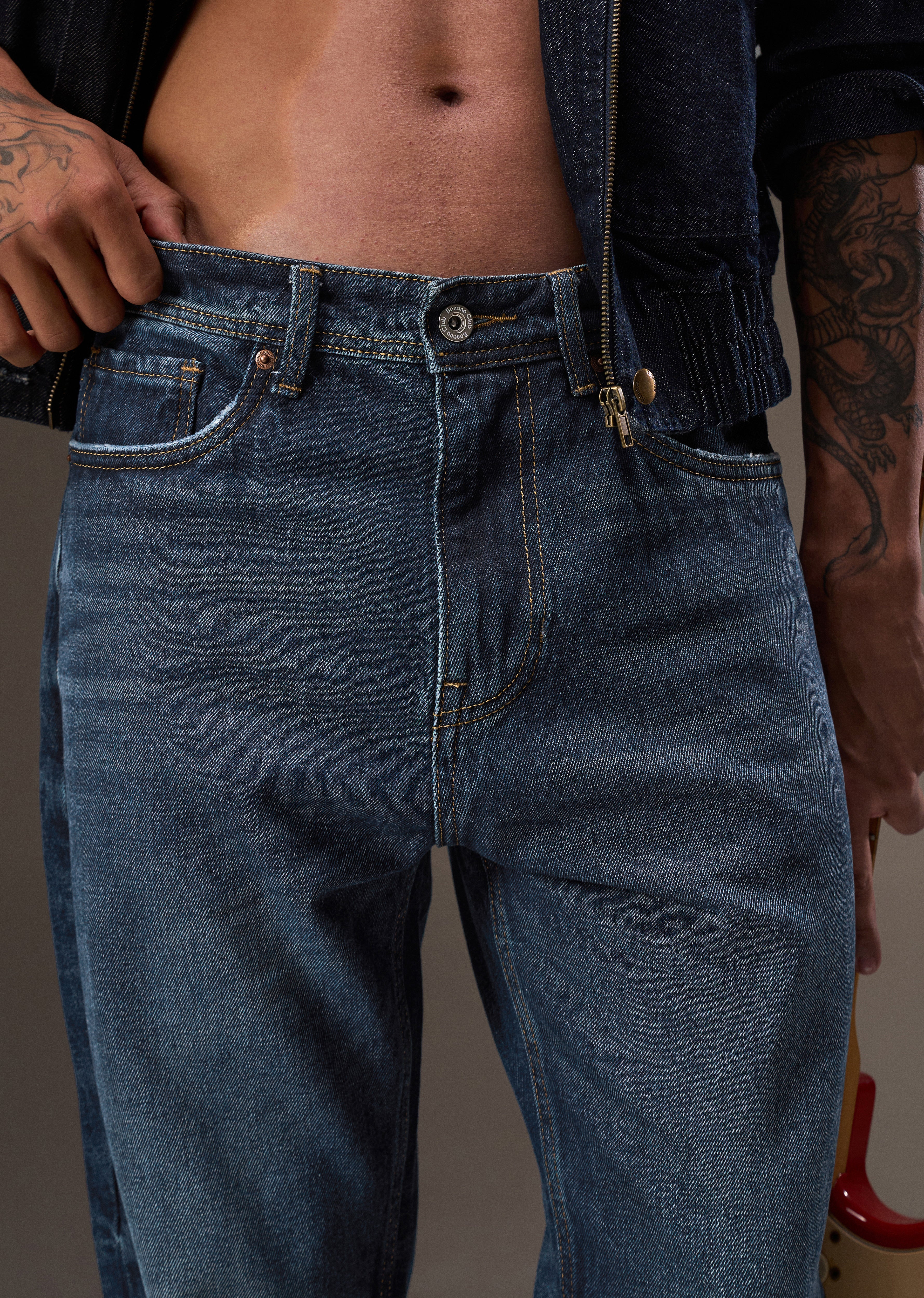 Dark Blue Slim Straight Jeans