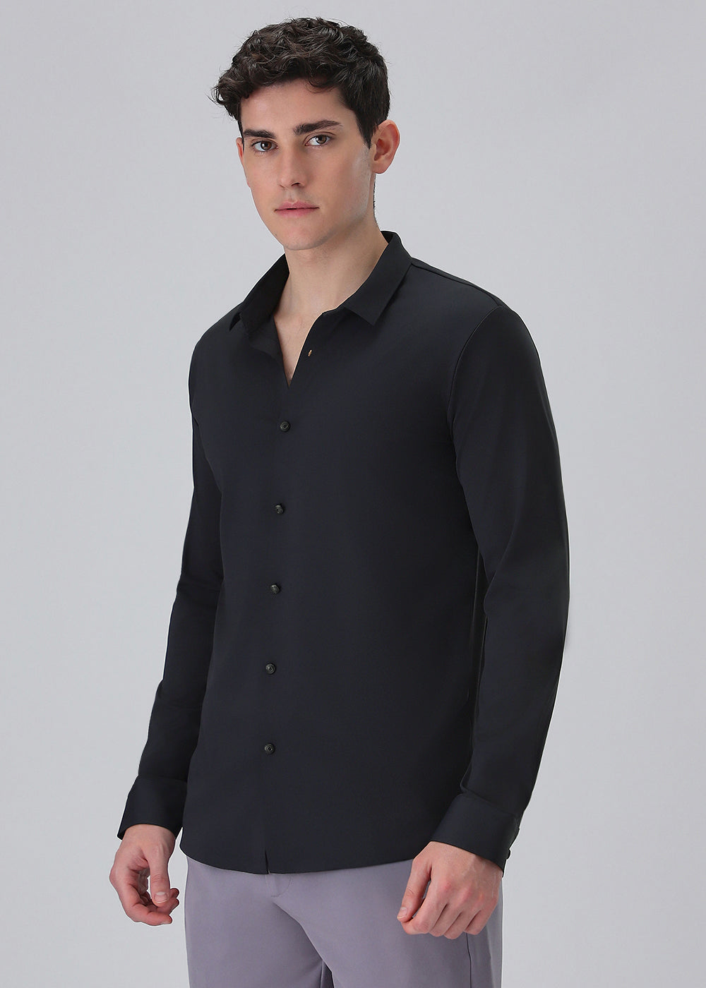 Dark Blue Plain Stitchless Stretch Shirt