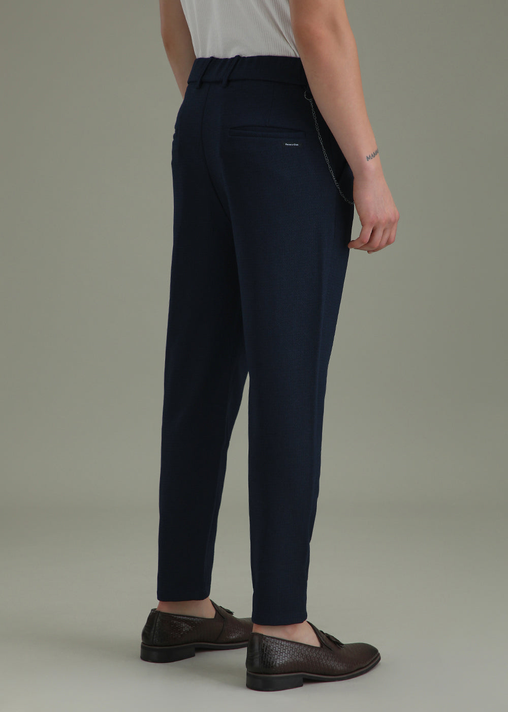 Dark Blue Textured Korean Pant