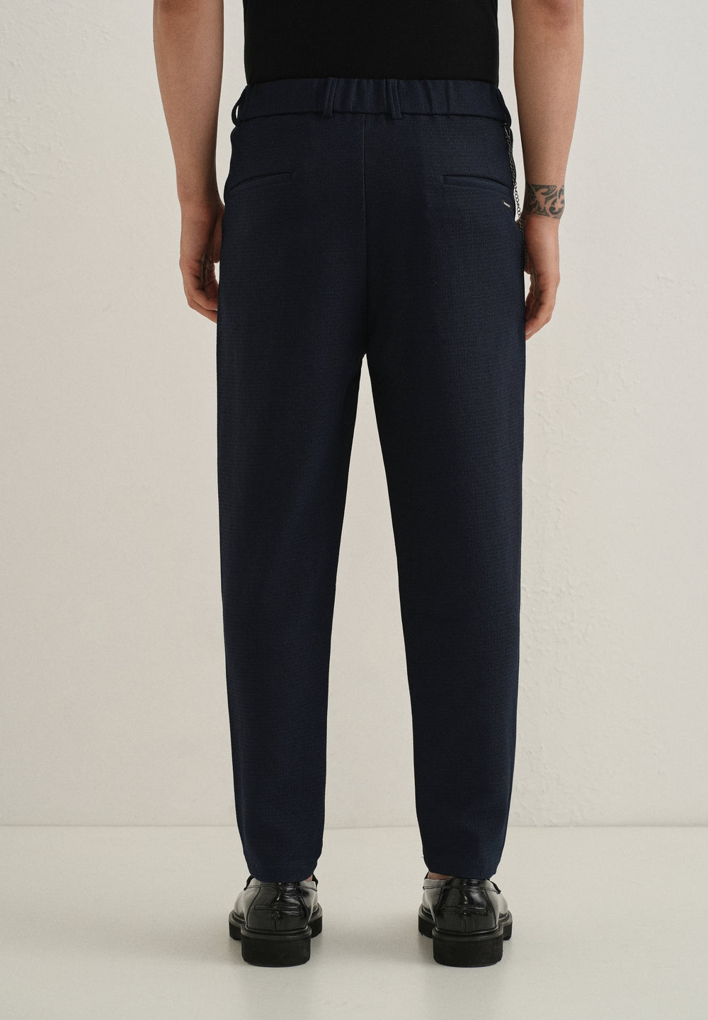 Dark Blue Textured Korean Pant