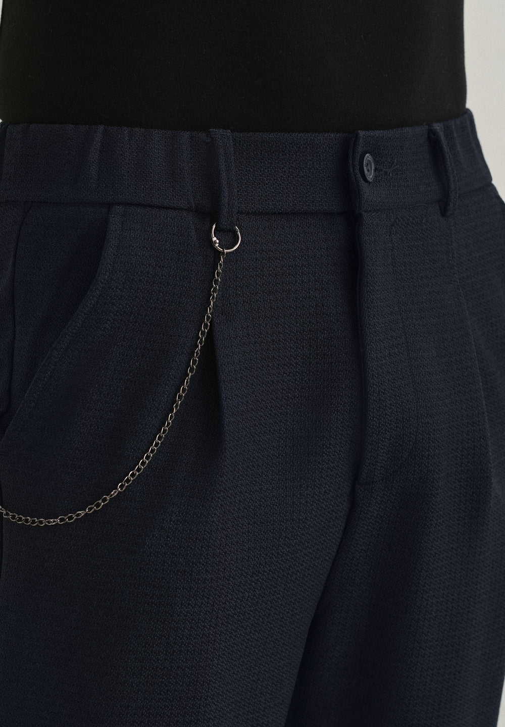 Dark Blue Textured Korean Pant