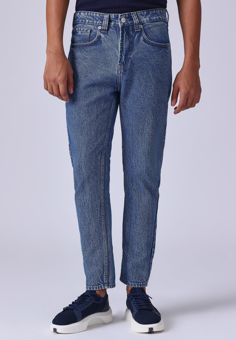 Dark Blue Wash Carrot Fit Jeans