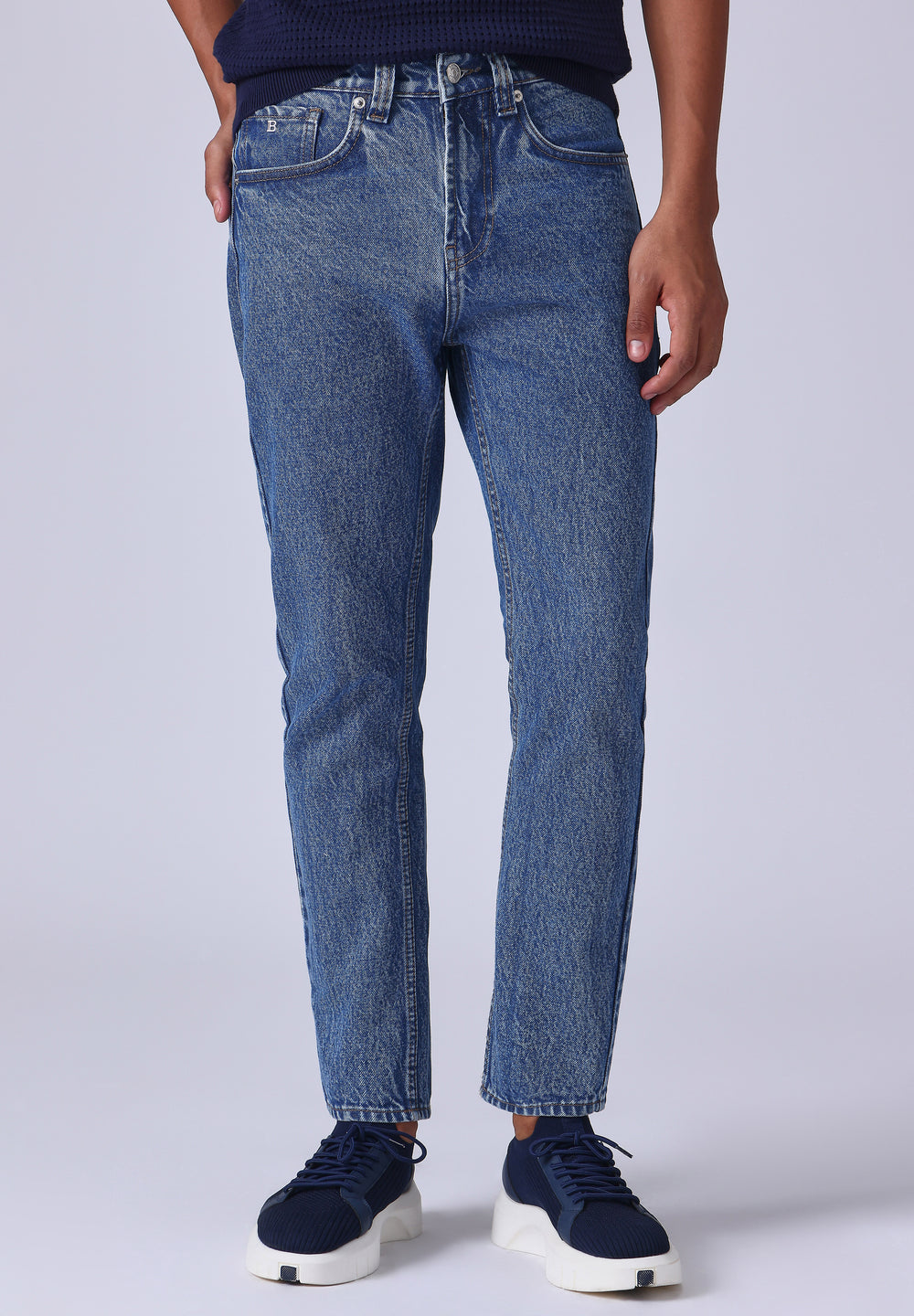 Dark Blue Wash Carrot Fit Jeans