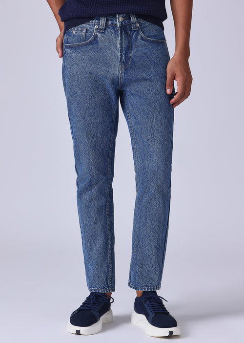 Dark Blue Wash Carrot Fit Jeans