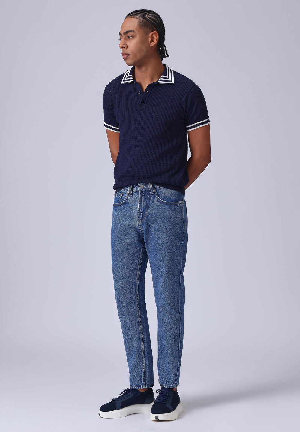 Dark Blue Wash Carrot Fit Jeans