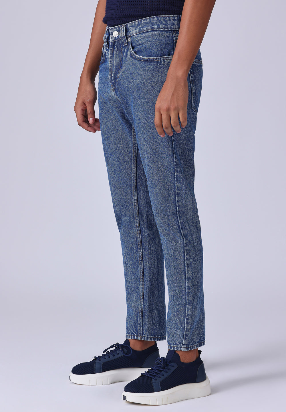 Dark Blue Wash Carrot Fit Jeans