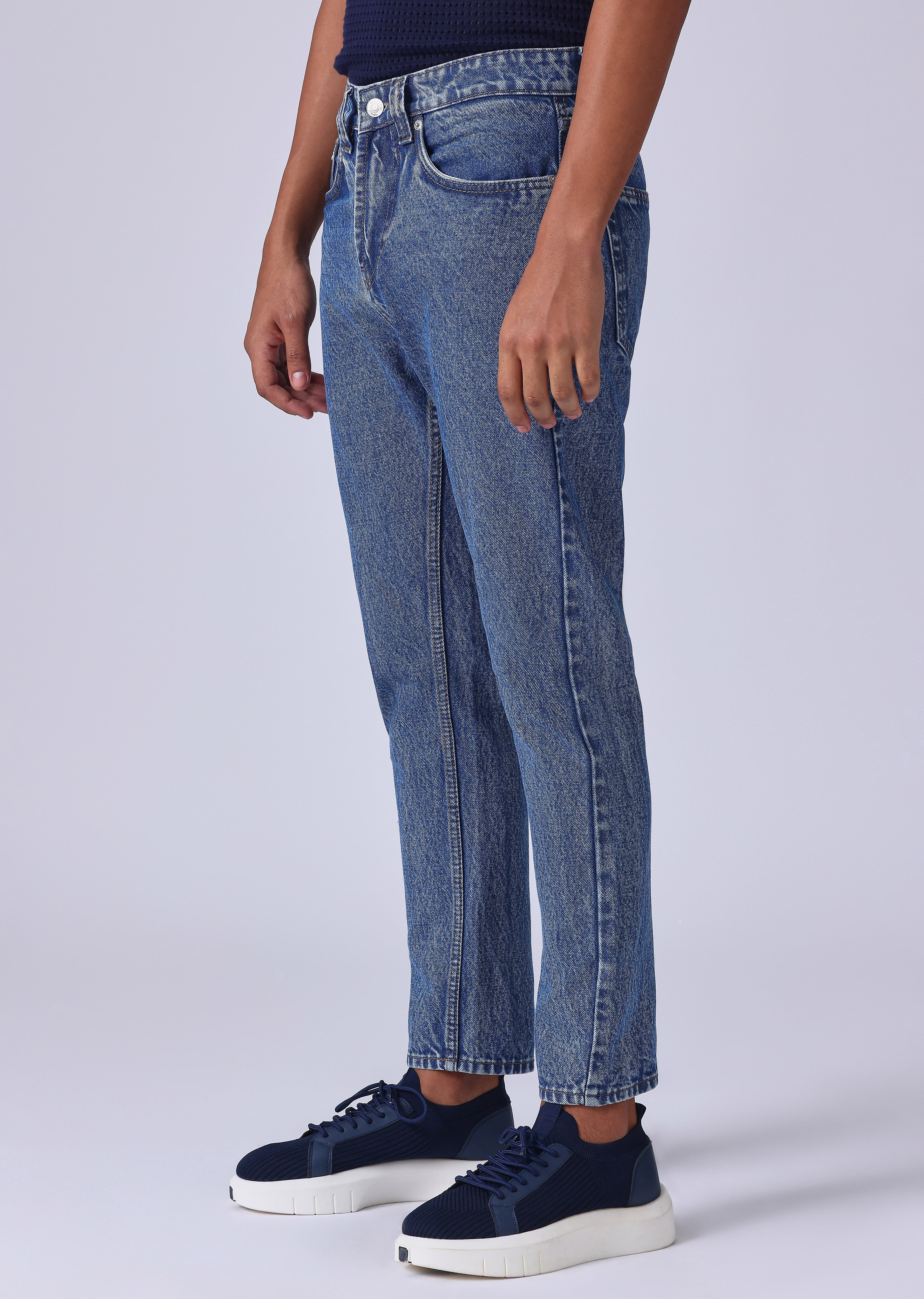 Dark Blue Wash Carrot Fit Jeans