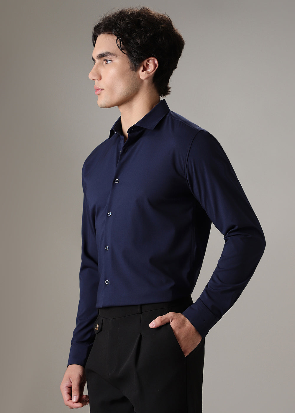 Dark Blue Wrinkle Free Shirt