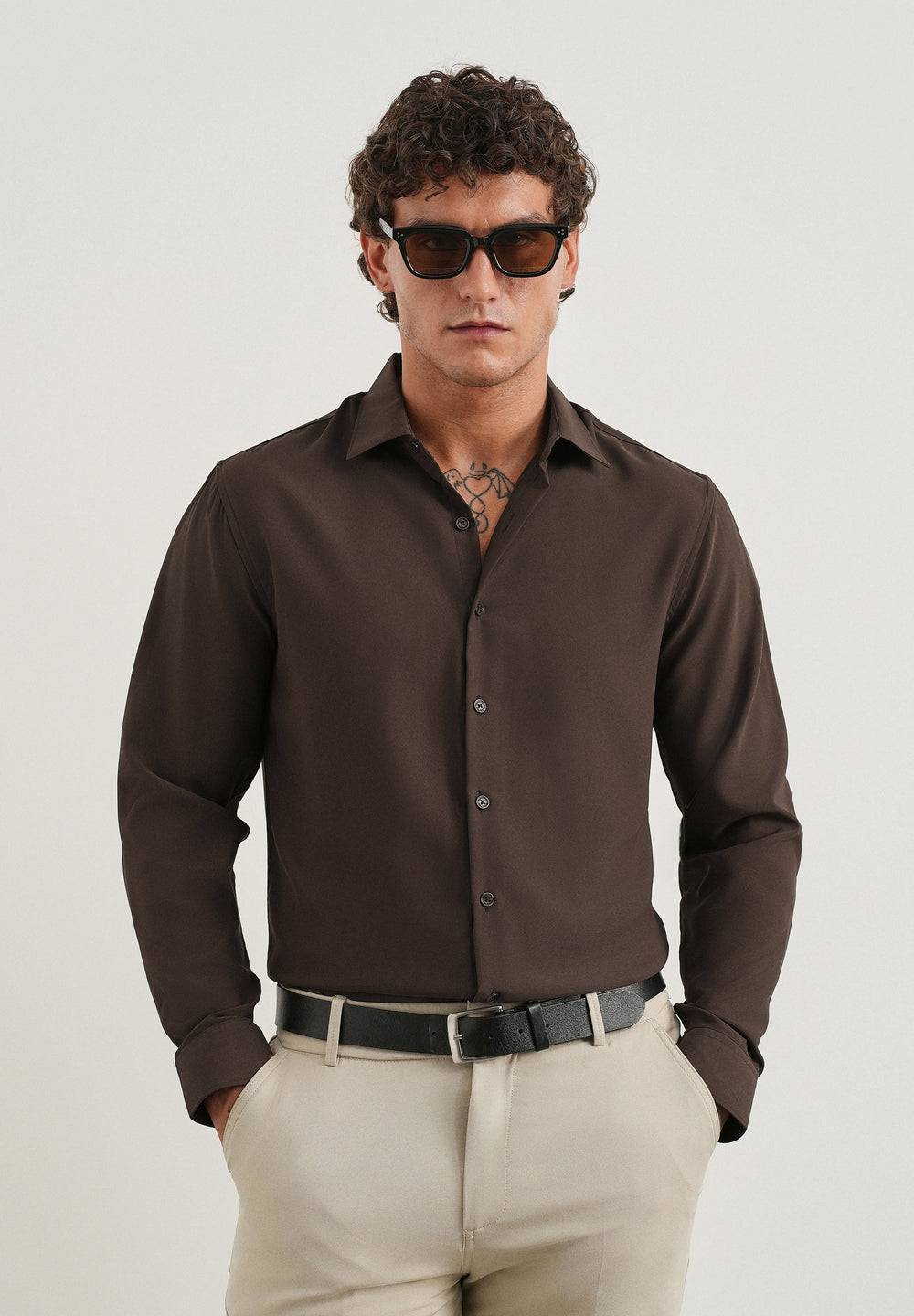 Dark Brown Fluid Soft Shirt
