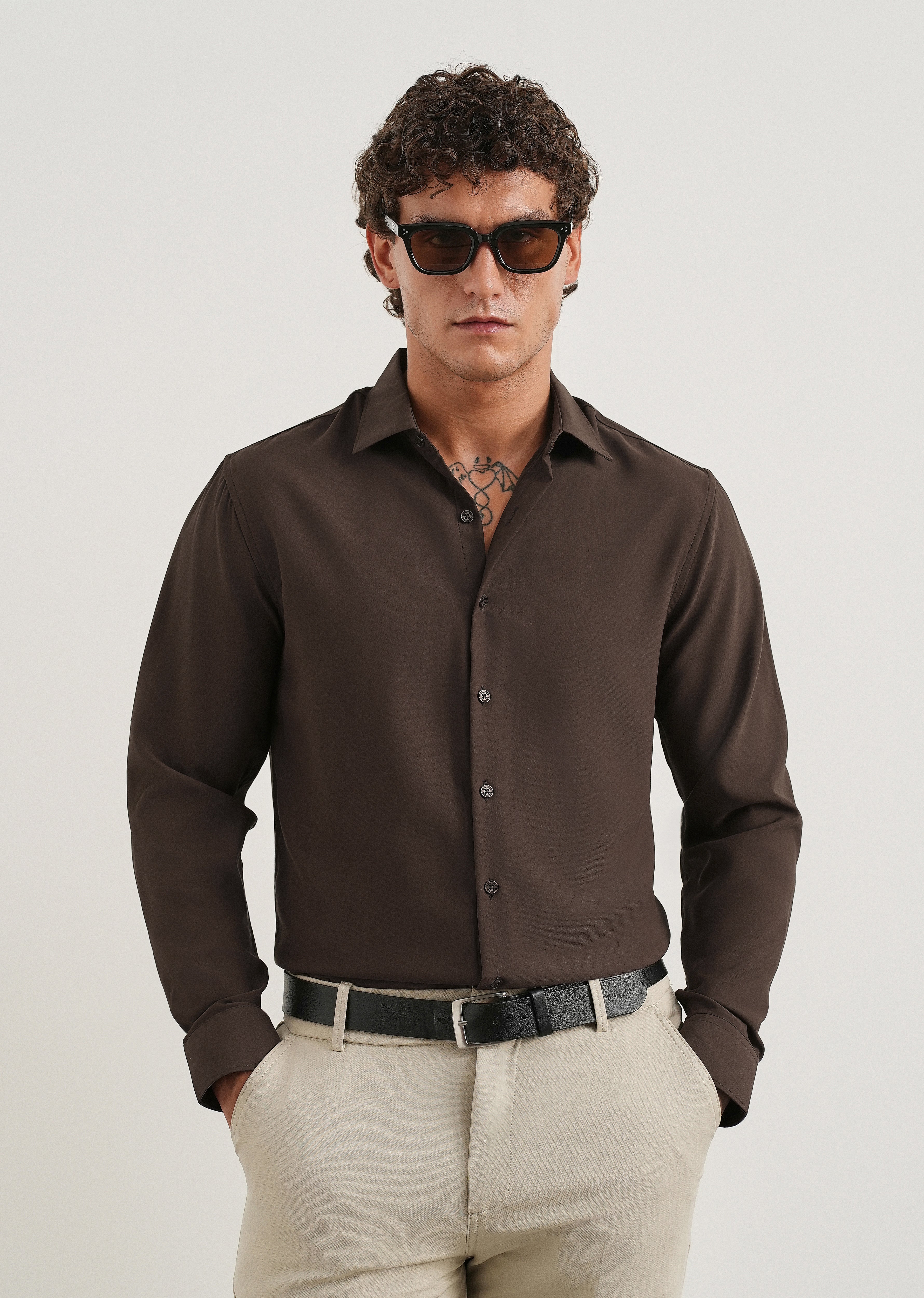 Dark Brown Fluid Soft Shirt
