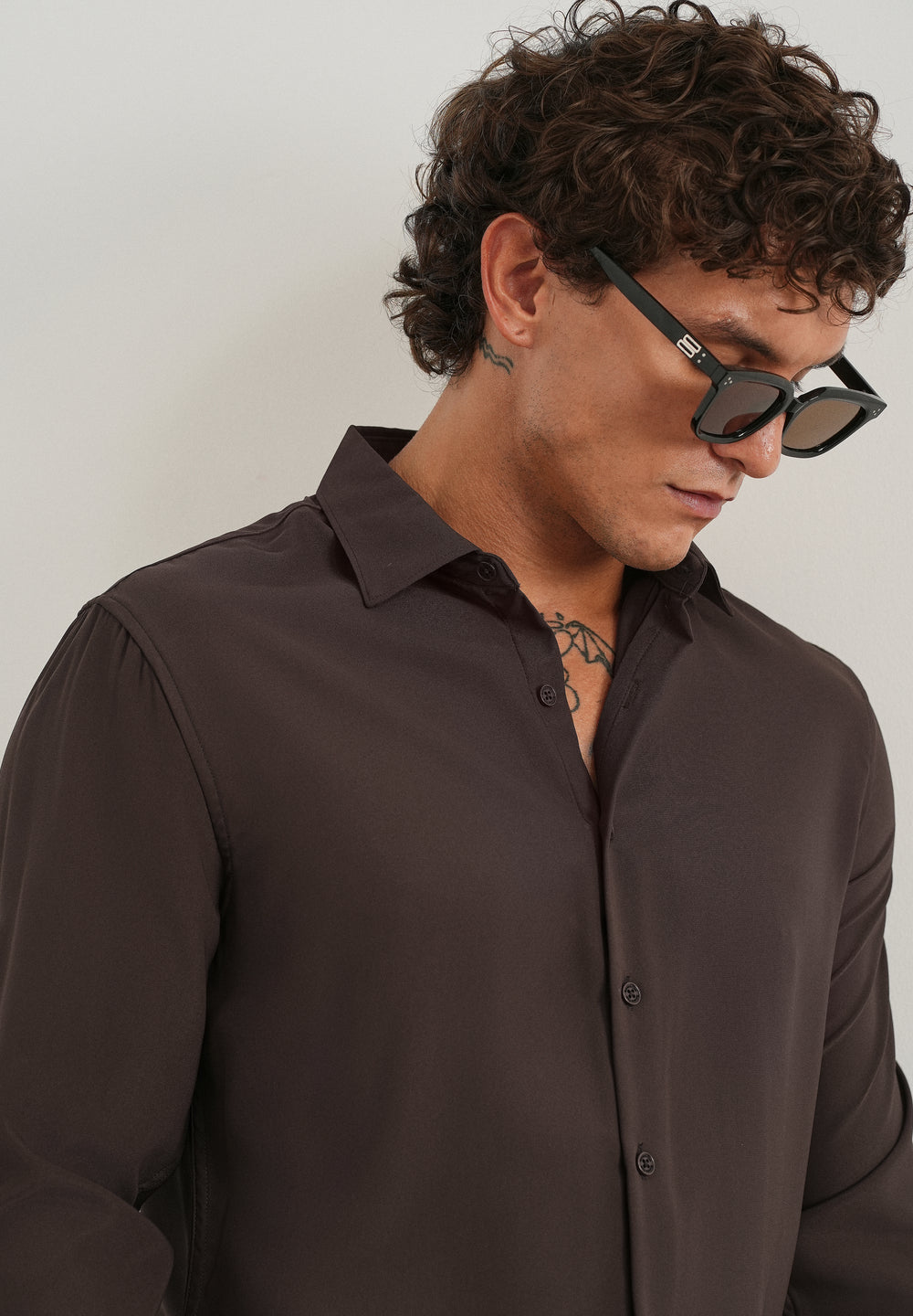 Dark Brown Fluid Soft Shirt