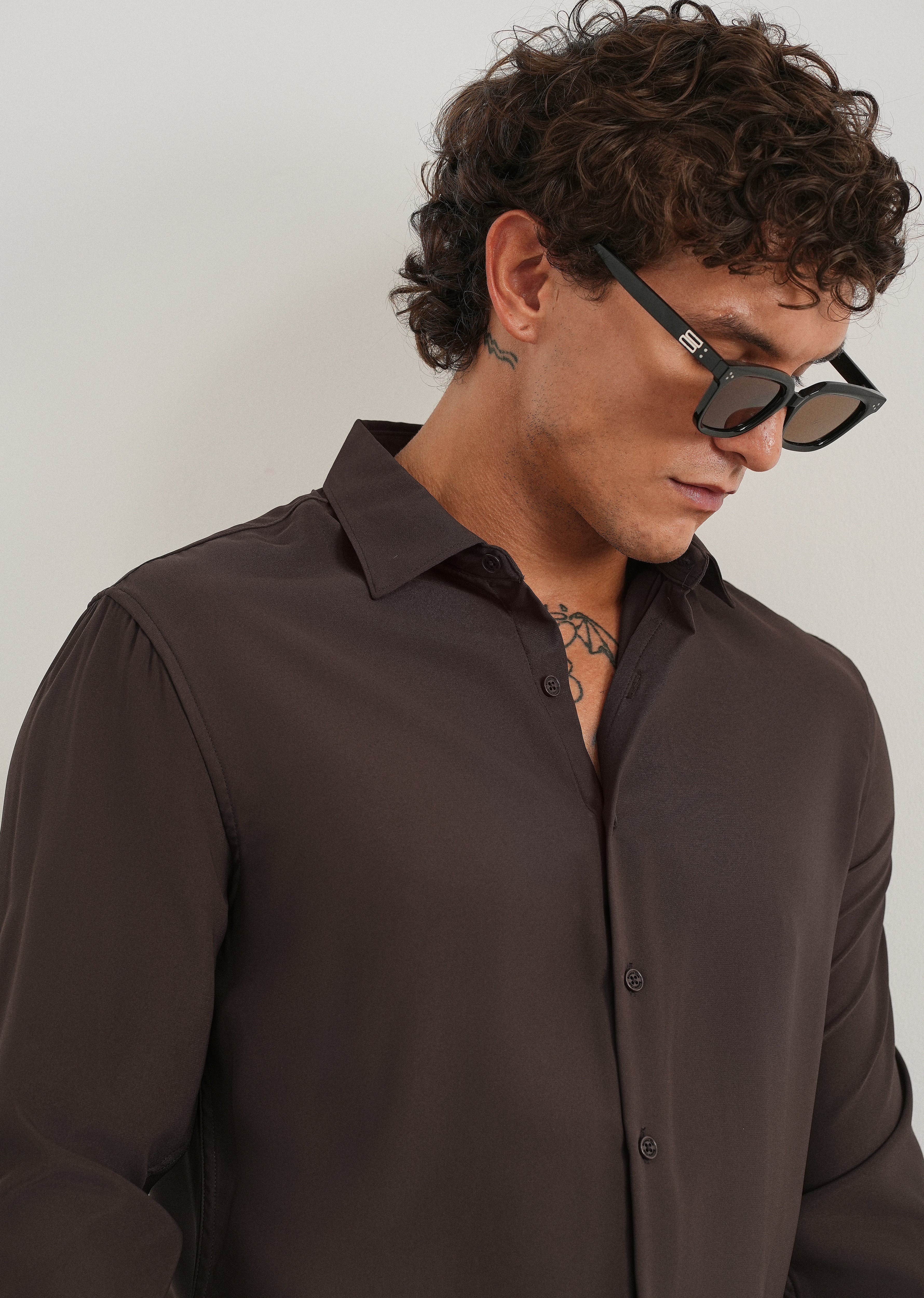 Dark Brown Fluid Soft Shirt