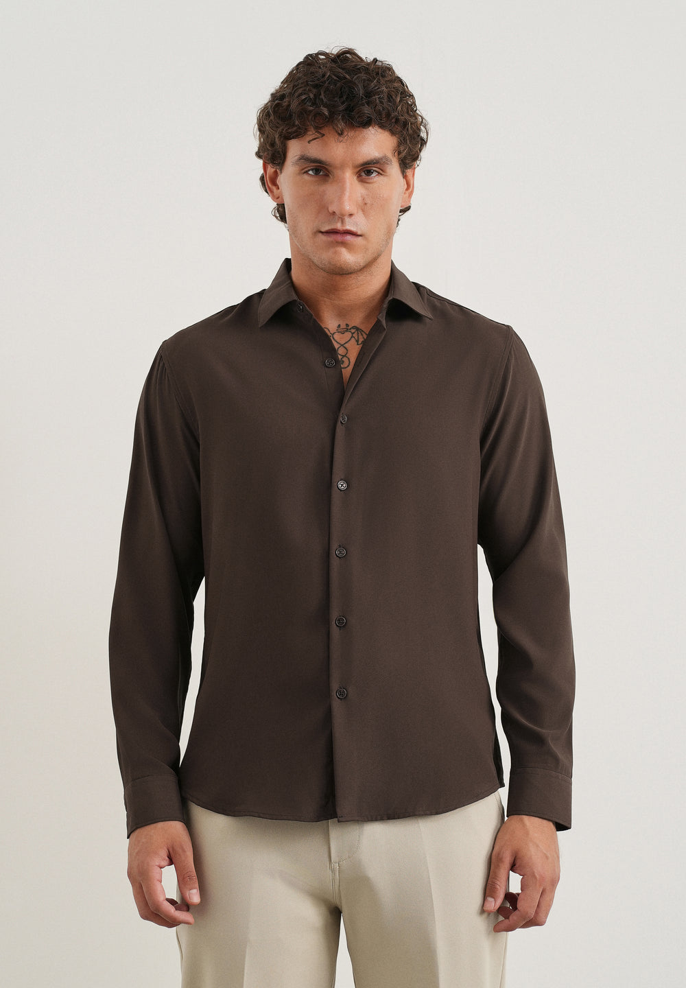 Dark Brown Fluid Soft Shirt