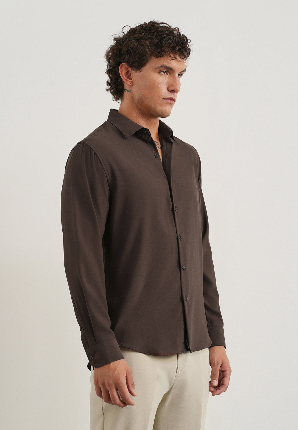 Dark Brown Fluid Soft Shirt