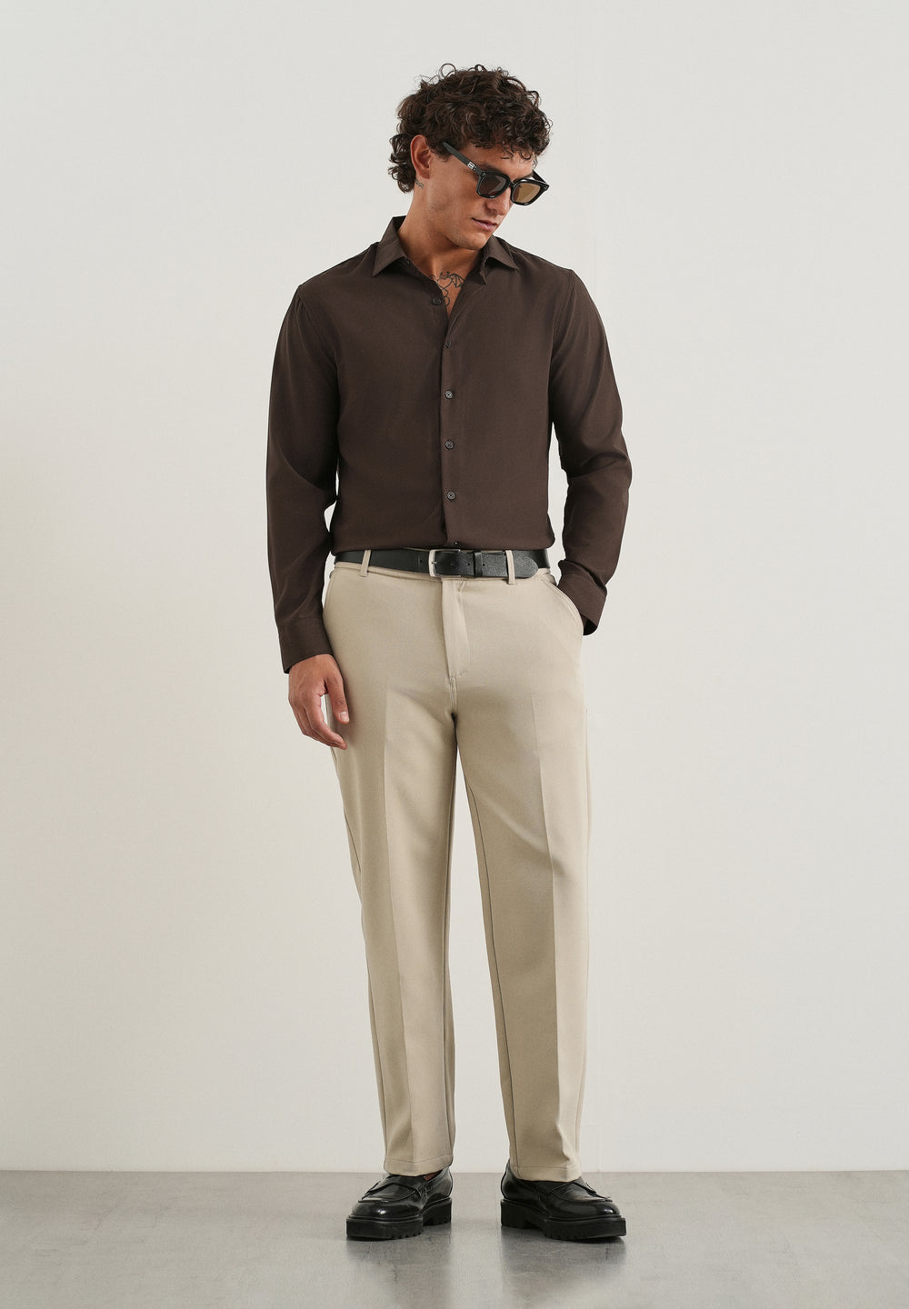 Dark Brown Fluid Soft Shirt