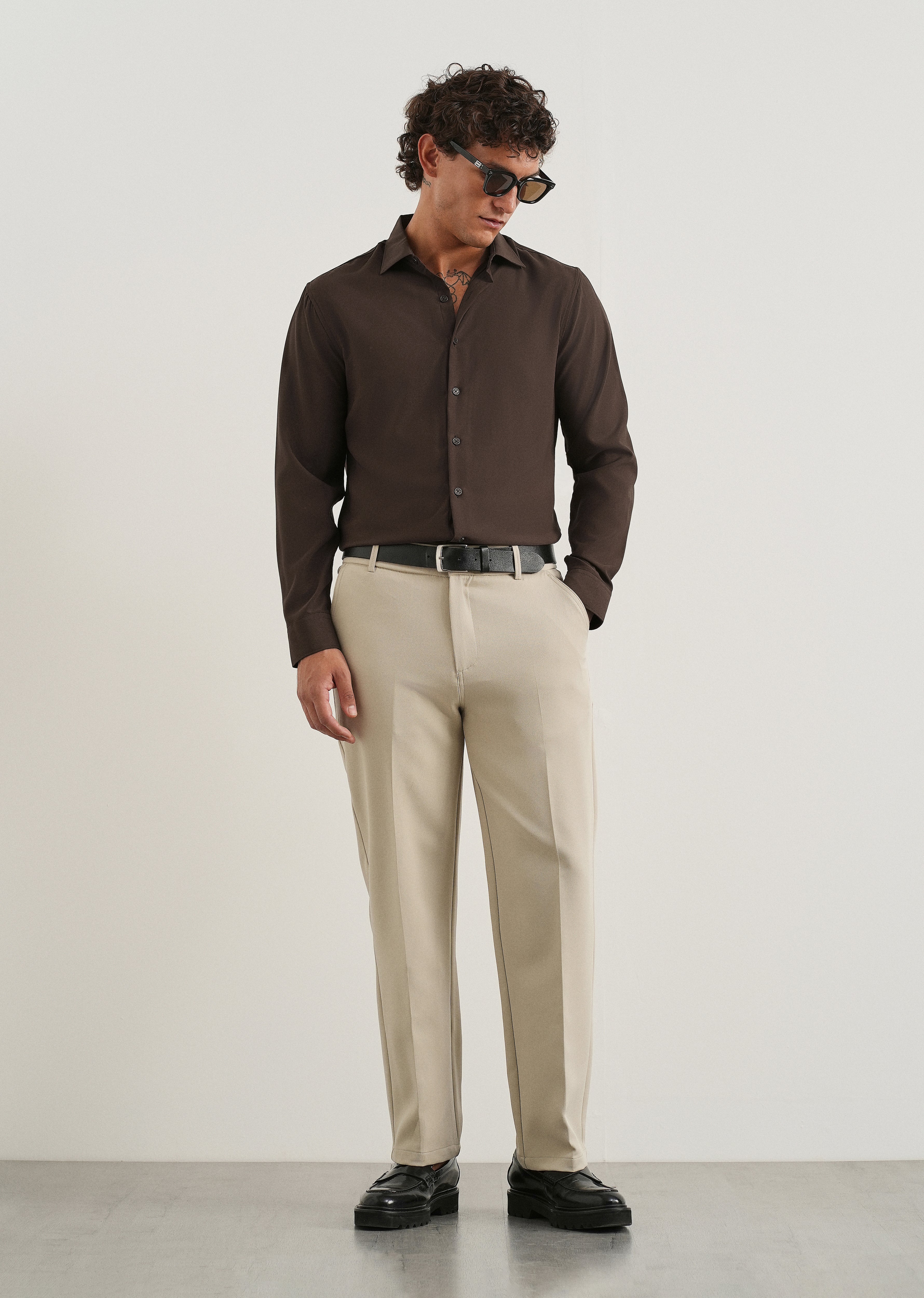 Dark Brown Fluid Soft Shirt