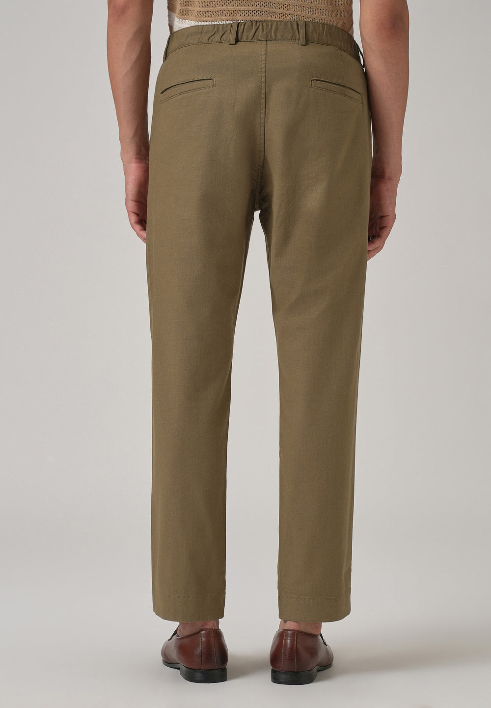 Taupe Brown Cotton Trouser