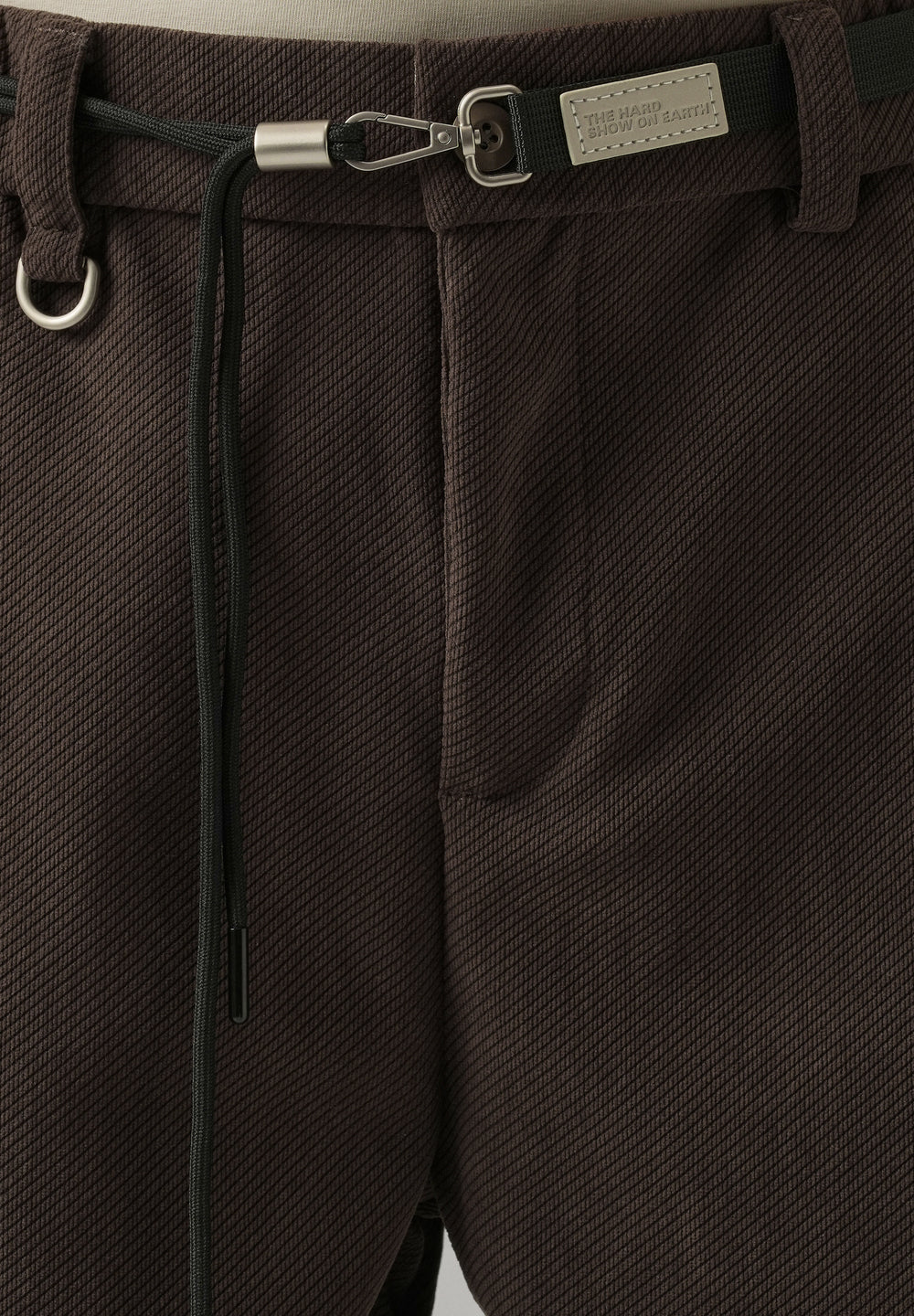 Dark Brown Textured Corduroy Belt Pant