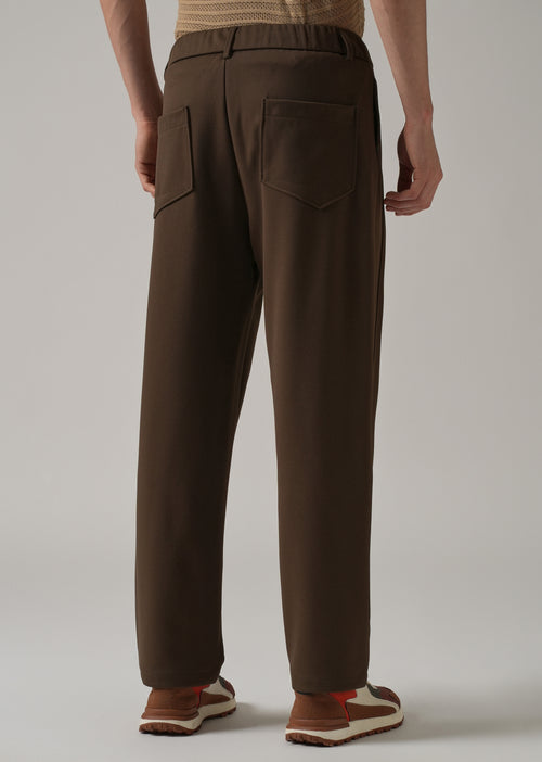 Dark Brown Textured Stretch Pant